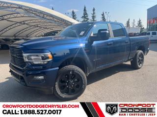 <b>Leather Seats, Night Edition!</b><br> <br> <br> <br>  This ultra capable Heavy Duty Ram 3500 HD is a muscular workhorse ready for any job you put in front of it. <br> <br>Endlessly capable, this 2023 Ram 3500HD pulls out all the stops, and has the towing capacity that sets it apart from the competition. On top of its proven Ram toughness, this Ram 3500HD has an ultra-quiet cabin full of amazing tech features that help make your workday more enjoyable. Whether youre in the commercial sector or looking for serious recreational towing rig, this impressive 3500HD is ready for anything that you are.<br> <br> This patriot blu prl sought after diesel Crew Cab 4X4 pickup   has an automatic transmission.<br> <br> Our 3500s trim level is Laramie. This incredible Ram 3500 Laramie comes well equipped with class V towing equipment including a hitch, brake controller and trailer sway control, heavy duty suspension, heated and power adjustable side mirrors, front and reverse utility lights, cargo box lighting, and a rear step bumper. On the inside, occupants are treated to heated and power-adjustable front seats with lumbar support, leather upholstery, dual-zone front automatic air conditioning, a leather-wrapped steering wheel, and illuminated front cupholders. Stay connected on the road via an 8.4-inch display powered by Uconnect 5 with GPS navigation, HD radio, Apple CarPlay and Android Auto, Alexa Built-In, SiriusXM streaming radio, trailer tow pages, off-road info pages, and mobile hotspot internet access. Additional features include a 10-speaker Alpine audio system, 115-volt rear auxiliary power outlet, remote engine start, and even more! This vehicle has been upgraded with the following features: Leather Seats, Night Edition. <br><br> <br>To apply right now for financing use this link : <a href=https://www.crowfootdodgechrysler.com/tools/autoverify/finance.htm target=_blank>https://www.crowfootdodgechrysler.com/tools/autoverify/finance.htm</a><br><br> <br/><br> Buy this vehicle now for the lowest bi-weekly payment of <b>$665.17</b> with $0 down for 96 months @ 6.99% APR O.A.C. ( Plus GST  documentation fee    / Total Obligation of $138354  ).  See dealer for details. <br> <br>We pride ourselves in consistently exceeding our customers expectations. Please dont hesitate to give us a call.<br> Come by and check out our fleet of 80+ used cars and trucks and 180+ new cars and trucks for sale in Calgary.  o~o