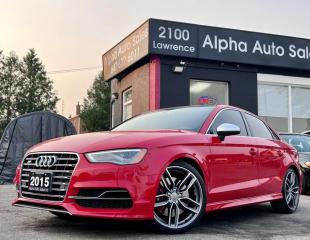 <p>Audi S3 2.0T Quattro Technik - S-Tronic - 292 HP - Misano Red Pearl Effect Exterior on Black Interior - Carfax Verified - No Accidents - Local Ontario Vehicle - Low KMs ONLY 89k - Loaded w/ Leather Heated Seats, Sunroof, Navigation, Back up Camera, Parking Sensors, Dual Zone Climate, Drive Select, Audi Side Assist, Rain Sensor wipers, Paddle Shifters, Steering Controls, Bang and Olufsen Audio, Aux, Usb, Xm, Bluetooth Phone & Audio, Push Start, Keyless Entry, 19 Inch Wheels & More! FINANCING AVAILABLE - OAC!</p>
<p>Included in the price:</p>
<p>1.Ontario Safety Standard Certificate.<br />2.Administration Fee.<br />3.CARFAX Vehicle History Report.<br />4.OMVIC Fee.</p>
<p>Taxes and licensing are not included in the price.</p>
<p>Lease & Financing Options Available! All Trades Welcome!</p>
<p>Alpha Auto Sales <br />2100 Lawrence Ave. E <br />Scarborough, ON M1R 2Z7 <br />Office: 1 8 0 0 6 3 2 4 1 9 4 <br />Direct: 6 4 7 6 3 2 6 0 1 1 <br />Email: sales@alphaautosales.ca <br />Web: alphaautosales.ca</p>