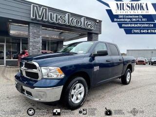 This RAM 1500 SLT, with a 3.6L Pentastar V-6 engine engine, features a 8-speed automatic transmission, and generates 23 highway/16 city L/100km. Find this vehicle with only 35 kilometers!  RAM 1500 SLT Options: This RAM 1500 SLT offers a multitude of options. Technology options include: 1 LCD Monitor In The Front, AM/FM/Satellite w/Seek-Scan, Clock, Voice Activation, Radio Data System and External Memory Control, GPS Antenna Input, Radio: Uconnect 3 w/5 Display, grated Voice Command w/Bluetooth.  Safety options include Tailgate/Rear Door Lock Included w/Power Door Locks, Variable Intermittent Wipers, 1 LCD Monitor In The Front, Power Door Locks w/Autolock Feature, Airbag Occupancy Sensor.  Visit Us: Find this RAM 1500 SLT at Muskoka Chrysler today. We are conveniently located at 380 Ecclestone Dr Bracebridge ON P1L1R1. Muskoka Chrysler has been serving our local community for over 40 years. We take pride in giving back to the community while providing the best customer service. We appreciate each and opportunity we have to serve you, not as a customer but as a friend