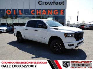 <b>Night Edition!</b><br> <br> <br> <br>  Discover the inner beauty and rugged exterior of this stylish Ram 1500. <br> <br>The Ram 1500s unmatched luxury transcends traditional pickups without compromising its capability. Loaded with best-in-class features, its easy to see why the Ram 1500 is so popular. With the most towing and hauling capability in a Ram 1500, as well as improved efficiency and exceptional capability, this truck has the grit to take on any task.<br> <br> This bright white Crew Cab 4X4 pickup   has an automatic transmission and is powered by a  395HP 5.7L 8 Cylinder Engine.<br> <br> Our 1500s trim level is Big Horn. This Ram 1500 Bighorn comes with stylish aluminum wheels, a leather steering wheel, class II towing equipment including a hitch, wiring harness and trailer sway control, heavy-duty suspension, cargo box lighting, and a locking tailgate. Additional features include heated and power adjustable side mirrors, UCconnect 3, hands-free phone communication, push button start, cruise control, air conditioning, vinyl floor lining, and a rearview camera. This vehicle has been upgraded with the following features: Night Edition. <br><br> <br>To apply right now for financing use this link : <a href=https://www.crowfootdodgechrysler.com/tools/autoverify/finance.htm target=_blank>https://www.crowfootdodgechrysler.com/tools/autoverify/finance.htm</a><br><br> <br/> Total  cash rebate of $7401 is reflected in the price. Credit includes up to 10% MSRP. <br> Buy this vehicle now for the lowest bi-weekly payment of <b>$396.02</b> with $0 down for 96 months @ 5.49% APR O.A.C. ( Plus GST  documentation fee    / Total Obligation of $82373  ).  Incentives expire 2024-02-29.  See dealer for details. <br> <br>We pride ourselves in consistently exceeding our customers expectations. Please dont hesitate to give us a call.<br> Come by and check out our fleet of 80+ used cars and trucks and 180+ new cars and trucks for sale in Calgary.  o~o