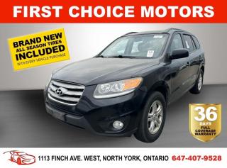 Welcome to First Choice Motors, the largest car dealership in Toronto of pre-owned cars, SUVs, and vans priced between $5000-$15,000. With an impressive inventory of over 300 vehicles in stock, we are dedicated to providing our customers with a vast selection of affordable and reliable options. <br><br>Were thrilled to offer a used 2012 Hyundai Santa Fe GL, black color with 172,000km (STK#6154) This vehicle was $10990 NOW ON SALE FOR $8990. It is equipped with the following features:<br>- Automatic Transmission<br>- Heated seats<br>- Bluetooth<br>- Alloy wheels<br>- Power windows<br>- Power locks<br>- Power mirrors<br>- Air Conditioning<br><br>At First Choice Motors, we believe in providing quality vehicles that our customers can depend on. All our vehicles come with a 36-day FULL COVERAGE warranty. We also offer additional warranty options up to 5 years for our customers who want extra peace of mind.<br><br>Furthermore, all our vehicles are sold fully certified with brand new brakes rotors and pads, a fresh oil change, and brand new set of all-season tires installed & balanced. You can be confident that this car is in excellent condition and ready to hit the road.<br><br>At First Choice Motors, we believe that everyone deserves a chance to own a reliable and affordable vehicle. Thats why we offer financing options with low interest rates starting at 7.9% O.A.C. Were proud to approve all customers, including those with bad credit, no credit, students, and even 9 socials. Our finance team is dedicated to finding the best financing option for you and making the car buying process as smooth and stress-free as possible.<br><br>Our dealership is open 7 days a week to provide you with the best customer service possible. We carry the largest selection of used vehicles for sale under $9990 in all of Ontario. We stock over 300 cars, mostly Hyundai, Chevrolet, Mazda, Honda, Volkswagen, Toyota, Ford, Dodge, Kia, Mitsubishi, Acura, Lexus, and more. With our ongoing sale, you can find your dream car at a price you can afford. Come visit us today and experience why we are the best choice for your next used car purchase!<br><br>All prices exclude a $10 OMVIC fee, license plates & registration  and ONTARIO HST (13%)