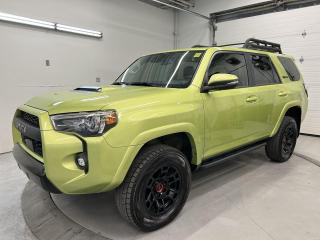 SUPER RARE!! TOP OF THE LINE TRD PRO IN STUNNING LIME RUSH!! LEATHER, SUNROOF, BACKUP/360 CAMERAS, NAVIGATION, YAKIMA ROOF BASKET, 17-IN TRD PRO ALLOYS, TRD SKID PLATES AND ROCK SLIDERS!! Lane departure alert, pre-collision system, blind spot monitor, rear cross-traffic alert, adaptive cruise control, heated seats, JBL audio, tow package, crawl control, terrain selection, carbon fibre trim, dual-zone climate control, keyless entry w/ push button start, full power group incl. power seats, garage door opener, auto headlights w/ auto highbeams and Sirius XM!