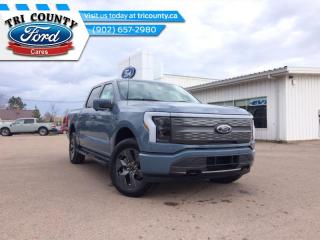 <b>Leather Seats, Ford Co-Pilot360+, 20 inch Aluminum Wheels, advanced security pack removal!</b><br> <br> <br> <br>  Ford engineers had one goal when designing this F-150 Lightning, to create the smartest, most connected and capable F-150 ever built. <br> <br>With an advanced all-electric powertrain, this F-150 Lightning continues the Ford Motors Legacy by producing a futuristic truck thats designed for the masses. More than just a concept, this F-150 Lightning proves that electric vehicles are more than just a gimmick, thanks to it impressive capability and massive network of electric charging station found throughout North America.<br> <br> This azure gray metallic tricoat Crew Cab 4X4 pickup   has a single speed transmission and is powered by a  DUAL EMOTOR - STANDARD RANGE BATTERY engine.<br> <br> Our F-150 Lightnings trim level is Lariat. Capable of impressive towing capacity, this F-150 Lightning Lariat comes with a luxurious leather interior that features Fords SYNC 4A infotainment system complete with a larger 15 inch touchscreen, built-in navigation, wireless Apple CarPlay, Android Auto, and a premium Bang and Olufsen audio system. It also comes with ventilated heated front seats and a heated steering wheel, power adjustable pedals, extended running boards and enhanced lighting, Ford Co-Pilot360 Active 2.0, a super useful interior work surface, a class IV towing package. Additional features include a power locking tailgate, a large front trunk for extra storage, a proximity key, blind spot detection, lane keep assist, automatic emergency braking with pedestrian detection, accident evasion assist, and a 360 degree camera to help keep you safely on the road and so much more! This vehicle has been upgraded with the following features: Leather Seats, Ford Co-pilot360+, 20 Inch Aluminum Wheels, Advanced Security Pack Removal. <br><br> View the original window sticker for this vehicle with this url <b><a href=http://www.windowsticker.forddirect.com/windowsticker.pdf?vin=1FTVW1EL4PWG08169 target=_blank>http://www.windowsticker.forddirect.com/windowsticker.pdf?vin=1FTVW1EL4PWG08169</a></b>.<br> <br>To apply right now for financing use this link : <a href=https://www.tricounty.ca/finance-department/ target=_blank>https://www.tricounty.ca/finance-department/</a><br><br> <br/><br>Make your deal 100% online. Configure payments, get an instant trade value, see all the incentives... even negotiate! <a target=_blank href=https://deal-proposal.com/apps/deal_proposal/make_your_deal.html?vin=1FTVW1EL4PWG08169&dealer_id=28884>https://deal-proposal.com/apps/deal_proposal/make_your_deal.html?vin=1FTVW1EL4PWG08169&dealer_id=28884</a><br> <br/>    6.99% financing for 84 months. <br> Buy this vehicle now for the lowest bi-weekly payment of <b>$683.22</b> with $0 down for 84 months @ 6.99% APR O.A.C. ( taxes included, $389 documentation fee    ).  Incentives expire 2023-08-31.  See dealer for details. <br> <br>Welcome to Tri County Ford Sales, serving customers since 1934! Thank you for visiting us. We carry new and used Ford vehicles as well as other makes and models, and we proudly serve the city of Tatamagouche and the surrounding communities. We look forward to serving you and all your automotive needs here at Tri County Ford Sales! o~o