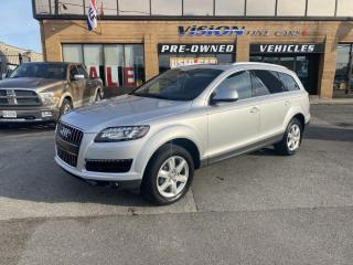 2011 Audi Q7, Great 7 Seater !<br><br>GREAT CONDTION Q7, comes with a 272 HORSEPOWER SUPERCHARGED V6 ENGINE.<br><br>Interior includes: LEATHER HEATED SEATS, SUNROOF, and an AMAZING SOUNDING BOSE STEREO SYSTEM.<br><br>Driving aids include: NAVIGATION, BACK UP CAMERA, and ALL WHEEL DRIVE QUATTRO.<br><br>Well reviewed:  The 2011 Audi Q7 looks distinctive and gets great safety scores...  (cars.usnews.com).<br><br>CLEAN CARFAX !<br><br> The 2011 Audi Q7 gets good safety scores, looks good and offers seating for seven. Test drivers appreciated the Q7   s sleek exterior, powerful V6 engines and responsive diesel powerplant,  (cars.usnews.com).<br><br>Comes complete with power locks, power windows, and keyless remote entry.<br><br>This car has safety included in the advertised price.<br><br>Please Note: HST and Licensing is an additional fee separate from the advertised price. <br><br>We have a strong confidence in our cars, if you want to have a car inspected, Vision Fine Cars welcomes it.<br>  <br>Certain Crypto-Currency accepted as payment, Charges will apply.<br>