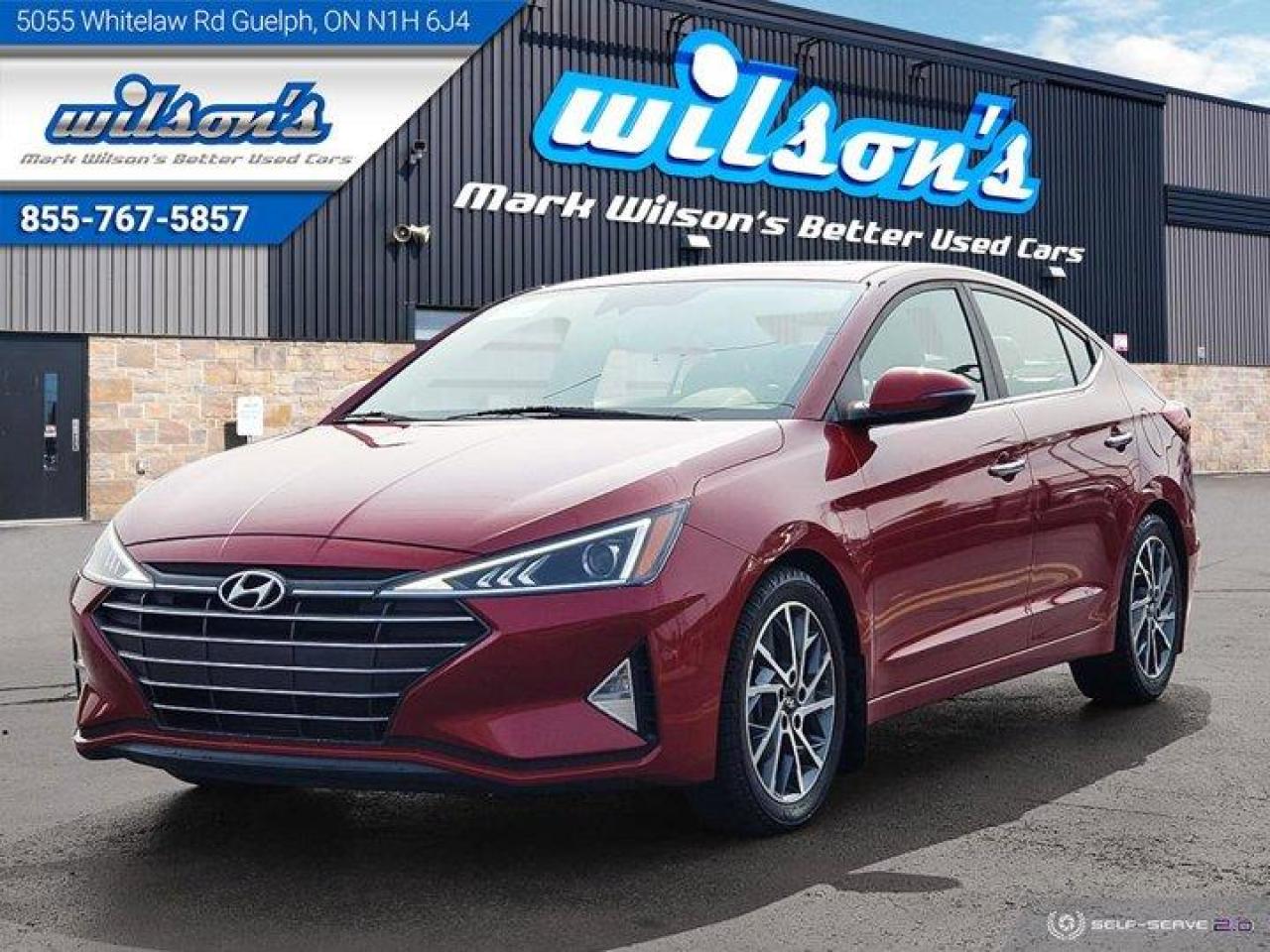Used 2020 Hyundai Elantra Luxury, Auto, Leather, Sunroof, Blind Spot Alert, Heated Steering + Seats, CarPlay + Android & More! for sale in Guelph, ON
