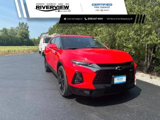 <p><span style=font-size:14px>Just landed on our pre-owned lot is this 2021 Red Hot Chevrolet Blazer RS! What a beautiful vehicle!</span></p>

<p><span style=font-size:14px>The 2021 Chevy Blazer RS is a stylish and sporty midsize SUV that seamlessly combines performance and sophistication. With its bold design, including a distinctive black grille, sleek lines, and eye-catching accents, the Blazer RS makes a statement on the road. Under the hood, it boasts a powerful engine for an exhilarating driving experience. Inside, the spacious and refined cabin features premium materials, advanced technology, and comfort-focused amenities, making every journey enjoyable.</span></p>

<p><span style=font-size:14px>This Chevy Blazer has all the options that youll want and need in a sportySUV. Some of the features include, leather upholstery, 21 black gloss alloy wheels, heated seats, ventilated seats, cruise control, automatic start/stop, foward collision alert, rear park assist, rear view camera, a trailering package, remote start, wireless apple/android car play, skyscape sunroof, remote start, power liftgate and so much more!</span></p>

<p><span style=font-size:14px>Call and book your appointment today!</span></p>
<p><span style=font-size:12px><span style=font-family:Arial,Helvetica,sans-serif><strong>Certified Pre-Owned</strong> vehicles go through a 150+ point inspection and are reconditioned to the highest standards. They include a 3 month/5,000km dealer certified warranty with 24 hour roadside assistance, exchange privileged within first 30 days/2,500km and a 3 month free trial of SiriusXM radio (when vehicle is equipped). Verify with dealer for all vehicle features.</span></span></p>

<p><span style=font-size:12px><span style=font-family:Arial,Helvetica,sans-serif>All our vehicles are <strong>Market Value Priced</strong> which provides you with the most competitive prices on all our pre-owned vehicles, all the time. </span></span></p>

<p><span style=font-size:12px><span style=font-family:Arial,Helvetica,sans-serif><strong><span style=background-color:white><span style=color:black>**All advertised pricing is for financing purchases, all-cash purchases will have a surcharge.</span></span></strong><span style=background-color:white><span style=color:black> Surcharge rates based on the selling price $0-$29,999 = $1,000 and $30,000+ = $2,000. </span></span></span></span></p>

<p><span style=font-size:12px><span style=font-family:Arial,Helvetica,sans-serif><strong>*4.99% Financing</strong> available OAC on select pre-owned vehicles up to 24 months, 6.49% for 36-48 months, 6.99% for 60-84 months.(2019-2025MY Encore, Envision, Enclave, Verano, Regal, LaCrosse, Cruze, Equinox, Spark, Sonic, Malibu, Impala, Trax, Blazer, Traverse, Volt, Bolt, Camaro, Corvette, Silverado, Colorado, Tahoe, Suburban, Terrain, Acadia, Sierra, Canyon, Yukon/XL).</span></span></p>

<p><span style=font-size:12px><span style=font-family:Arial,Helvetica,sans-serif>Visit us today at 854 Murray Street, Wallaceburg ON or contact us at 519-627-6014 or 1-800-828-0985.</span></span></p>

<p> </p>