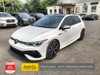 *** 2023 AUTOTRADER BEST PRICED DEALER AWARD 2023 * CARGURUS TOP RATED DEALER 2023 * SINGLE OWNER * NO ACCIDENTS * SINGLE OWNER * SMETANA APPROVED ***  Simply put, this 5 door hatchback is a work of art!!  Complete redesigned for 2022, 6 speed manual gearbox, 315 horses under the hood, 310 foot pounds of torque, finished in Pure White with contrasting Galaxy Black with blue accents Nappa leather seating surfaces, incredible 4Motion with R performance torque vectoring, dynamic chassis control with driving profile selection,electronic differential lock XDS, progressive steering, electronic stability control, automatic headlamps, light assist, front assist, side assist, backup camera, park distance control, Volkswagen digital cockpit pro, heads up display, Apple Car Play, Android Auto, navigation, SiriusXM radio, voice control, HD radio, Harman Kardon premium audio system, 19 Estoril alloy wheels, LED static cornering headlamps, heated washer nozzles, rain sensing wipers, heated and ventilated seats, proximity key, brushed stainless steel pedals, tri-zone climate control system, interior ambient lighting, only 21,000kms all compliment this stunning 2022 Volkswagen Golf R.  Perfection and beyond!!

Home of the Platinum up to 240,000kms warranty and financing is always available O.A.C Import Car Centre, proudly serving the Ottawa and surrounding area for over 42 years. Come down and experience Import Car Centre for yourself and see just why our customers are so happy! 

 #importcarcentre #smetanaapproved #iccs