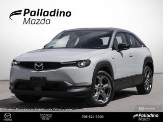 <b>Sunroof,  Premium Audio,  360 Camera,  Electric Vehicle,  Heated Seats!</b><br> <br> <br> <br>  Mazdas first all-electric vehicle, this MX-30 SUV, sports a stylish exterior and a simplistic yet upscale cabin. <br> <br>This all electric Mazda MX-30 features bold yet minimalist styling, subtle yet innovative interior features, and practical yet exciting design throughout. With sophisticated yet intuitive tech features powered by an efficient electric drivetrain, this MX-30 is clearly meant to be your daily driver. For a fun first step into FEVs, this 2023 MX-30 is an easy choice for the modern car buyer with sustainability in mind.<br> <br> This multi-tone ceramic metallic SUV  has an automatic transmission and is powered by a  Electric engine.<br> <br> Our MX-30 EVs trim level is GT. This MX-30 GT steps things up with and express open/close sunroof, a premium Bose audio system, gunmetal alloy wheels, two-tone leatherette/cloth upholstery, a 360-camera system, reverse opening rear doors, LED lights, and automatic high beams. The great standard features continue with power-adjustable heated seats, a heated leather steering wheel, front and rear cupholders, proximity keyless entry with push button start, adaptive cruise control, automatic air conditioning, and a drivers heads up display. Stay connected on the road via an 8.8-inch infotainment screen with Apple CarPlay and Android Auto, inbuilt navigation and SiriusXM streaming radio. Safety features include blind spot detection, rear parking sensors, lane keeping assist with lane departure warning, Smart City Brake Support with Rear Cross Traffic Alert, and driver monitoring alert. This vehicle has been upgraded with the following features: Sunroof,  Premium Audio,  360 Camera,  Electric Vehicle,  Heated Seats,  Navigation,  Apple Carplay. <br><br> <br>To apply right now for financing use this link : <a href=https://www.palladinomazda.ca/finance/ target=_blank>https://www.palladinomazda.ca/finance/</a><br><br> <br/>    Incentives expire 2024-05-31.  See dealer for details. <br> <br>Palladino Mazda in Sudbury Ontario is your ultimate resource for new Mazda vehicles and used Mazda vehicles. We not only offer our clients a large selection of top quality, affordable Mazda models, but we do so with uncompromising customer service and professionalism. We takes pride in representing one of Canadas premier automotive brands. Mazda models lead the way in terms of affordability, reliability, performance, and fuel efficiency.<br> Come by and check out our fleet of 90+ used cars and trucks and 110+ new cars and trucks for sale in Sudbury.  o~o