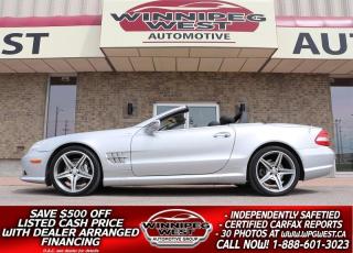 **CACH PRICE: $44,800 Finance Price: $44,300. (SAVE $500 OFF THE LISTED CASH PRICE WITH DEALER ARRANGED FINANCING O.A.C.) Plus PST/GST. NO ADMINISTRATION FEES!! 

TRULY MUST BE SEEN - THE REAL DEAL TOP OF THE LINE SPORT/LUXURY GLASS ROOF HARD TOP ROADSTER. FLAWLESS LOCAL TRADE -  A TRULY STUNNING MERSEDES-BENZ DESIGN - EXCEPTIONALLY SHARP & VERY LOW KM 2012 MERCEDES BENZ SL550R GRAND EDITION ROADSTER, LOADED WITH ALL OPTIONS AND IT TRULY SHOWS LIKE NEAR NEW WITH A GREAT ACCIDENT-FREE LOCAL HISTORY!! A GREAT COMBINATION OF SPORT  LUXURY AND PERFORMANCE WITH TRUE GERMAN ENGINEERING, DESIGN AND QUALITY.

- 5.5L V8 DOCH 32-valve (382HP)
- 7G-TRONIC 7-speed automatic transmission
- Limited-slip rear differential
- Dynamic stability control 
- Dynamic traction control 
- Dynamic brake control 
- Active body control
- Rollover protection system (Power deployed rollover bar)
- TeleAid Emergency calling system
- Fully automatic retractable hardtop/Glass roof (panoramic vario-roof)
- Alcantara roof liner
- Luxury Nappa leather Sport seating
- Power memory Climate Comfort ventilated and heated seats with massage
- Power adjustable three-spoke leather and wood multifunction steering wheel with shift paddles
- AMG performance steering wheel
- COMAND APS with navigation system, voice control
- Harman/Kardon Logic7 surround sound system
- DVD changer and Music Register
- iPod and USB connections, Sirius satellite radio
- Bluetooth phone and media input
- Proximity keys with push button start (under the cover on the shifter)
- THERMOTRONIC Dual automatic climate control
- Power tilt and telescopic wheel
- Front and rear park assist
- Back up camera
- DISTRONIC Intelligent cruise control
- AMG front and rear aprons
- Active bi-xenon headlamps with washers and cornering lights
- Power-folding mirrors with integrated turn signals
- Rain-sensing wipers w/ heated washers 
- Rear luggage belts   
- AMG grille
- SL600-style exhaust tips
- Aluminum-framed wind blocker
- Clear headlights and taillights
- Prism pattern aluminum trim.
- Sport suspension
- 19 AMG 5-spoke alloy wheels on Newer Performance tires 
- and so much more...

DONT MISS YOUR OPPORTUNITY TO OWN A TRUE STUNNING DREAM CAR. YOU SAVE HUGE $$ OVER THE NEW PRICE TAG OF CLOSE TO $175,000 IN 2012. A TRUE LEGENDARY STUNNING DESIGN!  STUNNING IN EVERY RESPECT WITH LOW & CLEAN KILOMETERS AND IT TRULY SHOWS IN IMMACULATE CONDITION!  DESIGNO CRYSTAL SILVER 2012 MERCEDES BENZ SL550R GRAND EDITION ROADSTER WITH ALL FACTORY OPTIONS!  THIS CAR WAS WAY BEFORE ITS TIME AND HAS OPTIONS THAT ARE ONLY SEEN ON  NEW CARS TODAY. THIS IS NO REGULAR ROADSTER!!  It is equipped with all factory options and upgrades. Its a true super sporty/luxury convertible.  Youll be hard pressed to find one in this condition and these low kilometers.  This limited edition SL550 Grand Edition commemorates the last special edition for the R230 SL-Class and was limited to 35 units, so not only is a flagship Mercedes Roadster, it is a very limited Edition model.  At well over$200,000 to replace today with an equivalent model with these features and options, this is an amazing opportunity to own one amazing car on a budget. Pride of ownership is very evident. None nicer at this price point!!

Comes with a fresh Manitoba Safety Certification, a Clean, No Accident  CARFAX history report and we have many unlimited KM warranty options available to choose from. Selling at a small fraction of the new MRSP.  READY FOR SALE NOW (HUGE VALUE!!!) Zero down financing available OAC. Please see dealer for details. Trades accepted. View at Winnipeg West Automotive Group, 5195 Portage Ave. Dealer permit # 4365, Call now 1 (888) 601-3023.