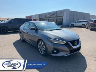 <b>Ventilated Seats,  Leather Seats,  Sunroof,  Navigation,  Heated Seats!<br>Includes Block Heater, All Weather Floor Mats & 5-Star Package<br> <br></b><br>  <br> <br>  Experience what the future holds in this technology-loaded, uber-luxurious Nissan Maxima. <br> <br>A full-size sedan doesnt have to be uninteresting to look at and boring to drive, especially when its this 2023 Nissan Maxima. Its sharply styled exterior wraps around a spacious cabin that pushes the idea of mainstream fairly close to the luxury realm. This Maxima is a good choice for anti-SUV drivers who need space for passengers and appreciate the comfort of a large car.<br> <br> This gun metallic sedan  has a cvt transmission and is powered by a  300HP 3.5L V6 Cylinder Engine.<br> <br> Our Maximas trim level is Platinum. No detail was overlooked in this Platinum trim, with heated and cooled leather seats, wood trim, rain sensing wipers, intelligent lane intervention, an intelligent around view monitor, fog lamps, and a driver memory system. A moonroof, a heated steering wheel, and ambient interior lighting set the fun tone in your cabin while the NissanConnect touchscreen display featuring navigation, wi-fi, Android Auto, Apple CarPlay, Bluetooth, Bose Premium Audio, and even more connectivity features offers unlimited engagement. Intelligent cruise, collision warning, emergency braking with pedestrian detection, traffic sign recognition, blind spot detection, and parking sensors help you drive safe while a Nissan intelligent key with remote start and intelligent climate control offers incredible convenience. This vehicle has been upgraded with the following features: Cooled Seats,  Leather Seats,  Sunroof,  Navigation,  Heated Seats,  Heated Steering Wheel,  Android Auto. <br><br> <br>To apply right now for financing use this link : <a href=https://www.standardnissan.ca/finance/apply-for-financing/ target=_blank>https://www.standardnissan.ca/finance/apply-for-financing/</a><br><br> <br/> Weve discounted this vehicle $2787. See dealer for details. <br> <br>Why buy from Standard Nissan in Swift Current, SK? Our dealership is owned & operated by a local family that has been serving the automotive needs of local clients for over 110 years! We rely on a reputation of fair deals with good service and top products. With your support, we are able to give back to the community. <br><br>Every retail vehicle new or used purchased from us receives our 5-star package:<br><ul><li>*Platinum Tire & Rim Road Hazzard Coverage</li><li>**Platinum Security Theft Prevention & Insurance</li><li>***Key Fob & Remote Replacement</li><li>****$20 Oil Change Discount For As Long As You Own Your Car</li><li>*****Nitrogen Filled Tires</li></ul><br>Buyers from all over have also discovered our customer service and deals as we deliver all over the prairies & beyond!#BetterTogether<br> Come by and check out our fleet of 30+ used cars and trucks and 30+ new cars and trucks for sale in Swift Current.  o~o