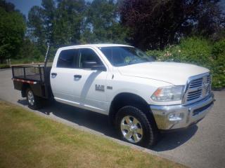 2014 RAM 2500 8 foot Flat Deck Crew Cab LWB 4WD, 5.7L V8 OHV 16V engine, 4 door, automatic, 4WD, 4-Wheel ABS, cruise control, air conditioning, AM/FM radio, navigation aid, power door locks, power windows, white exterior bed 8.5x6.10ft. Certification and Decal Valid until May 2023. $28,500.00 plus $375 processing fee, $28,875.00 total payment obligation before taxes.  Listing report, warranty, contract commitment cancellation fee, financing available on approved credit (some limitations and exceptions may apply). All above specifications and information is considered to be accurate but is not guaranteed and no opinion or advice is given as to whether this item should be purchased. We do not allow test drives due to theft, fraud and acts of vandalism. Instead we provide the following benefits: Complimentary Warranty (with options to extend), Limited Money Back Satisfaction Guarantee on Fully Completed Contracts, Contract Commitment Cancellation, and an Open-Ended Sell-Back Option. Ask seller for details or call 604-522-REPO(7376) to confirm listing availability.