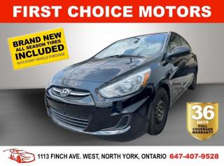 Welcome to First Choice Motors, the largest car dealership in Toronto of pre-owned cars, SUVs, and vans priced between $5000-$15,000. With an impressive inventory of over 300 vehicles in stock, we are dedicated to providing our customers with a vast selection of affordable and reliable options. <br><br>Were thrilled to offer a used 2015 Hyundai Accent GL, black color with 154,000km (STK#6295) This vehicle was $10990 NOW ON SALE FOR $8990. It is equipped with the following features:<br>- Automatic Transmission<br>- Heated seats<br>- Bluetooth<br>- Power windows<br>- Power locks<br>- Power mirrors<br>- Air Conditioning<br><br>At First Choice Motors, we believe in providing quality vehicles that our customers can depend on. All our vehicles come with a 36-day FULL COVERAGE warranty. We also offer additional warranty options up to 5 years for our customers who want extra peace of mind.<br><br>Furthermore, all our vehicles are sold fully certified with brand new brakes rotors and pads, a fresh oil change, and brand new set of all-season tires installed & balanced. You can be confident that this car is in excellent condition and ready to hit the road.<br><br>At First Choice Motors, we believe that everyone deserves a chance to own a reliable and affordable vehicle. Thats why we offer financing options with low interest rates starting at 7.9% O.A.C. Were proud to approve all customers, including those with bad credit, no credit, students, and even 9 socials. Our finance team is dedicated to finding the best financing option for you and making the car buying process as smooth and stress-free as possible.<br><br>Our dealership is open 7 days a week to provide you with the best customer service possible. We carry the largest selection of used vehicles for sale under $9990 in all of Ontario. We stock over 300 cars, mostly Hyundai, Chevrolet, Mazda, Honda, Volkswagen, Toyota, Ford, Dodge, Kia, Mitsubishi, Acura, Lexus, and more. With our ongoing sale, you can find your dream car at a price you can afford. Come visit us today and experience why we are the best choice for your next used car purchase!<br><br>All prices exclude a $10 OMVIC fee, license plates & registration  and ONTARIO HST (13%)