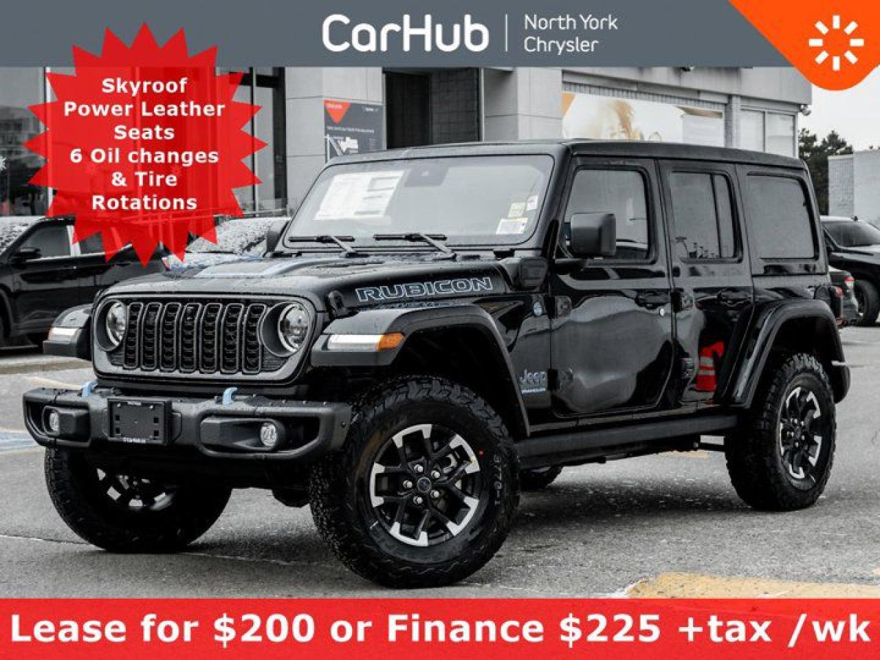 
This brand new 2024 Jeep Wrangler 4xe Rubicon X 4 Door 4x4 is ready for adventure! It boasts a Intercooled Turbo Gas/Electric I-4 2.0 L/122 engine powering this Automatic transmission. Transmission: 8-Speed TORQUEFLITE AUTO PHEV. Our advertised prices are for consumers (i.e. end users) only.

 
December Special!
Finance:  $225 + tax weekly @ 5.49% / 96 months and $4,600 down
Or
Lease:  $200 +tax weekly @5.49% / 60 months and $3,500 down
$4,908 due on delivery (+ security deposit if applicable)
Buyback $39,375 +hst
18,000 km/year
 

This Jeep Wrangler 4xe Features the Following Options

 
 Customer Preferred Package 29Y (incl. Recon Package, Nappa Leather Seats & ALPINE Sound) $9,495 Sky 1-Touch Power Top $4,495 Black $195 12.3 Uconnect Touch Display w/ Nav (new for 24) Active Cruise Control Auxiliary Switches
 

4xe Plug In Hybrid Drivetrain, Nappa Leather Heated Front Seats w/ Power Controls, Heated Steering Wheel, Sky 1-Touch Power Top, Remote Start, 12.3 Uconnect Display w/ Navigation, ALPINE Premium Sound, Active Cruise Control, Automatic Emergency Braking, Blind Spot Detection, Backup Camera w/ ParkSense, Forward Facing Off-Road Camera, Auxiliary / AUX Switches, Tow Hitch Receiver, Axle Locking & Sway Bar Controls, Blue 4xe Interior & Exterior Accents, Wireless Android Auto Capable, AM/FM/SiriusXM-Ready, Bluetooth, USB/AUX, Dual Zone Climate, Sidesteps, Hill Start Assist, Tire Fill Assist, Off Road Pages, 4x4 w Drivetrain Controls, Power Windows & Mirrors, Steering Wheel Media Controls, Auto Lights, SKY 1-TOUCH POWER TOP -inc: Rear Window Defroster, Rear Window Wiper w/Washer, Removable Rear Glass Quarter Panels, Rear Glass Quarter Panel Storage Bag, PACKAGE 29Y RUBICON X -inc: Engine: 2.0L DOHC I-4 DI Turbo PHEV, Transmission: 8-Speed TorqueFlite Auto PHEV, Freedom Panel Storage Bag, Rear Window Defroster, Blind-Spot/Rear Cross-Path Detection, Auto-Dimming Rearview Mirror, Leather-Wrapped Shift Knob, Rear Window Wiper w/Washer, Front Heated Seats, Premium Door Trim Panel, Power 4-Way Passenger Lumbar Adjust, GPS Navigation, Power 4-Way Driver Lumbar Adjust, Acoustic Front Seat Area Carpet, Heated Steering Wheel, Body Colour Rubicon Highline Flare, Power 8-Way Adjustable Front Passenger Seat, Steel Front Bumper, Alpine Premium Audio System, Integrated Off-Road Camera, Remote Start System, Automatic High-Beam Headlamp Control, Universal Garage Door Opener, Acoustic Laminated Front Door Glass, Park-Sense Rear Park Assist System, Power 8-Way Adjustable Driver Seat, Leather-Wrapped Park Brake Handle, Trailer Tow Prep Group, Steel Rear Bumper, BLACK NAPPA LEATHER-FACED SEATS, BLACK, Window Grid Antenna, Wheels: 17 x 7.5 Machined w/Black Pockets, Voice Activated Dual Zone Front Automatic Air Conditioning, Variable Intermittent Wipers, Upfitter Switches, Trip Computer, Transmission w/AUTOSTICK Sequential Shift Control, Tires: LT285/70R17C BSW On-/Off-Road.

 

Dont miss out on this one!

 

Drive Happy with CarHub
*** All-inclusive, upfront prices -- no haggling, negotiations, pressure, or games

*** Purchase or lease a vehicle and receive a $1000 CarHub Rewards card for service.

*** All available manufacturer rebates have been applied and included in our new vehicle sale price

*** Purchase this vehicle fully online on CarHub websites

 

Transparency Statement
Online prices and payments are for finance purchases -- please note there is a $750 finance/lease fee. Cash purchases for used vehicles have a $2,200 surcharge (the finance price + $2,200), however cash purchases for new vehicles only have tax and licensing extra -- no surcharge. NEW vehicles priced at over $100,000 including add-ons or accessories are subject to the additional federal luxury tax. While every effort is taken to avoid errors, technical or human error can occur, so please confirm vehicle features, options, materials, and other specs with your CarHub representative. This can easily be done by calling us or by visiting us at the dealership. CarHub used vehicles come standard with 1 key. If we receive more than one key from the previous owner, we include them with the vehicle. Additional keys may be purchased at the time of sale. Ask your Product Advisor for more details. Payments are only estimates derived from a standard term/rate on approved credit. Terms, rates and payments may vary. Prices, rates and payments are subject to change without notice. Please see our website for more details.
