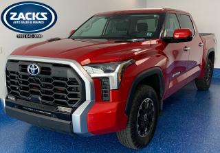 New Price! 2023 Toyota Tundra Hybrid Limited Hybrid Limited TRD OffRoad Pkg CrewMax | PanoRoof Certified. 10-Speed Automatic 4WD Red V6 Hybrid<br>Odometer is 5124 kilometers below market average!<br><br>V6 Hybrid, AM/FM radio: SiriusXM, Apple CarPlay/Android Auto, Automatic temperature control, Crawl Control (CRAWL), Downhill Assist Control (DAC), Exterior Parking Camera Rear, Front fog lights, Heated & Ventilated Front Bucket Seats, Heated front seats, Heated steering wheel, Leather Shift Knob, Locking Rear Differential, Multi Terrain View Monitor, Multi-Terrain Select, Outside temperature display, Power driver seat, Power moonroof, Radio: Toyota Multimedia, Remote keyless entry, SofTex Seat Trim, TRD Front Grille, TRD Heated Steering Wheel, TRD Off Road Shock Absorbers, TRD Pro Off-Road Suspension, Tundra Hybrid Limited TRD Off Road Package, Ventilated front seats, Wheels: 18 Offroad Alloy.<br><br>Certification Program Details: Fully Reconditioned | Fresh 2 Yr MVI | 30 day warranty* | 110 point inspection | Full tank of fuel | Krown rustproofed | Flexible financing options | Professionally detailed<br><br>This vehicle is Zacks Certified! Youre approved! We work with you. Together well find a solution that makes sense for your individual situation. Please visit us or call 902 843-3900 to learn about our great selection.<br><br>With 22 lenders available Zacks Auto Sales can offer our customers with the lowest available interest rate. Thank you for taking the time to check out our selection!