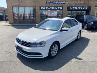 2016 Volkswagen Jetta Sedan, A Great Choice for a Commuter !<br><br>GREAT CONDITION, this 2016 Volkswagen Jetta comes with a 1.4 LITRE 4 CYLINDER ENGINE that puts out 150 HORSEPOWER.<br><br>Interior includes: HEATED SEATS, SUNROOF, APPLE CARPLAY/ANDROID AUTO, and a GREAT SOUNDING STEREO SYSTEM.<br><br>Well reviewed:   The 2016 Volkswagen Jetta has a smooth ride, three turbocharged engine options, brisk acceleration, and a roomy cabin with high-end materials,  (cars.usnews.com).<br><br> If youre looking for an affordable, safe sedan that gets better fuel economy than most compact cars , the Jetta is a good pick for you. Its interior is more spacious than some midsize cars. It also offers heaps of amenities,  (cars.usnews.com).<br><br>INCLUDES BACK UP CAMERA !<br><br>WELL SERVICED ! (per carfax)<br><br>MANUAL !<br><br>Comes complete with power locks, power windows, and keyless remote entry.<br><br>This car has safety included in the advertised price.<br><br>Please Note: HST and Licensing is an additional fee separate from the advertised price. <br><br>We have a strong confidence in our cars, if you want to have a car inspected, Vision Fine Cars welcomes it.<br>  <br>Certain Crypto-Currency accepted as payment, Charges will apply.<br><br>