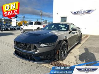 <b>Premium Audio, Recaro Seats, 19 inch Aluminum Wheels, Tech Package, Wireless Charger!</b><br> <br>   This all-new 2024 Mustang debuts with reworked styling and an all-new interior, but with the same undiluted muscle car heritage. <br> <br>From the roar of the engine to its unmistakable style, this all-new Ford Mustang is guaranteed to raise your heart rate and stir your soul. A performance car through and through, this Mustang offers responsive driving dynamics, a comfortable ride and endless smiles by the mile. Its easy to see why the Ford Mustang is still a true American icon.<br> <br> This shadow black coupe  has a 6 speed manual transmission and is powered by a  500HP 5.0L 8 Cylinder Engine.<br> <br> Our Mustangs trim level is Dark Horse. This new Dark Horse trim is engineered for ultimate track performance, with MagneRide dampers, sport-tuned suspension, exclusive performance tires, a wing spoiler for downforce. Off the track, you are treated to niceties such as a premium 12-speaker Bang & Olufsen audio system, adaptive cruise control, a leather/suede-wrapped heated steering wheel, voice-activated dual-zone climate control, heated seats, and an immersive 13.2-inch infotainment screen powered by SYNC 4 QNX, with integrated navigation, smartphone integration, and FordPass Connect mobile hotspot internet access. Safety features also include blind spot detection, evasive steering assist, lane keeping assist with lane departure warning, and automatic emergency braking. This vehicle has been upgraded with the following features: Premium Audio, Recaro Seats, 19 Inch Aluminum Wheels, Tech Package, Wireless Charger. <br><br> View the original window sticker for this vehicle with this url <b><a href=http://www.windowsticker.forddirect.com/windowsticker.pdf?vin=1FA6P8R09R5502258 target=_blank>http://www.windowsticker.forddirect.com/windowsticker.pdf?vin=1FA6P8R09R5502258</a></b>.<br> <br>To apply right now for financing use this link : <a href=https://www.southcoastford.com/financing/ target=_blank>https://www.southcoastford.com/financing/</a><br><br> <br/> Weve discounted this vehicle $1205.    8.99% financing for 84 months. <br> Buy this vehicle now for the lowest bi-weekly payment of <b>$615.25</b> with $0 down for 84 months @ 8.99% APR O.A.C. ( Plus applicable taxes -  $595 Administration Fee included    / Total Obligation of $111976  ).  Incentives expire 2024-05-31.  See dealer for details. <br> <br>Call South Coast Ford Sales or come visit us in person. Were convenient to Sechelt, BC and located at 5606 Wharf Avenue. and look forward to helping you with your automotive needs. <br><br> Come by and check out our fleet of 20+ used cars and trucks and 110+ new cars and trucks for sale in Sechelt.  o~o