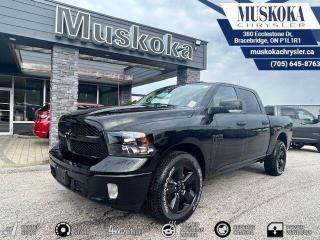 This RAM 1500 SLT, with a 3.6L Pentastar V-6 engine engine, features a 8-speed automatic transmission, and generates 23 highway/16 city L/100km. Find this vehicle with only 49 kilometers!  RAM 1500 SLT Options: This RAM 1500 SLT offers a multitude of options. Technology options include: 1 LCD Monitor In The Front, AM/FM/Satellite w/Seek-Scan, Clock, Voice Activation, Radio Data System and External Memory Control, GPS Antenna Input, Radio: Uconnect 3 w/5 Display, grated Voice Command w/Bluetooth.  Safety options include Tailgate/Rear Door Lock Included w/Power Door Locks, Variable Intermittent Wipers, 1 LCD Monitor In The Front, Power Door Locks w/Autolock Feature, Airbag Occupancy Sensor.  Visit Us: Find this RAM 1500 SLT at Muskoka Chrysler today. We are conveniently located at 380 Ecclestone Dr Bracebridge ON P1L1R1. Muskoka Chrysler has been serving our local community for over 40 years. We take pride in giving back to the community while providing the best customer service. We appreciate each and opportunity we have to serve you, not as a customer but as a friend