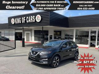 2020 NISSAN QASHQAI SL AWDNAVIGATION, SUNROOF, 360 DEGREE CAMERA, LEATHER SEATS, POWER MEMORY SEATS, HEATED SEATS, HEATED STEERING WHEEL, EMERGENCY BRAKING, LANE ASSIST, BLIND SPOT DETECTION, ADAPTIVE CRUISE CONTROL, APPLE CARPLAY, ANDROID AUTO, BOSE SOUND SYSTEM, AWD LOCK, SPORT & ECO MODE, REMOTE STARTER, PUSH BUTTON START, KEYLESS GOCALL US TODAY FOR MORE INFORMATION604 533 4499 OR TEXT US AT 604 360 0123GO TO KINGOFCARSBC.COM AND APPLY FOR A FREE-------- PRE APPROVAL -------STOCK # P214804PLUS ADMINISTRATION FEE OF $895 AND TAXESDEALER # 31301all finance options are subject to ....oac...