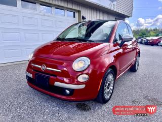 CERTIFIED <br/> One owner 2012 Fiat 500 Lounge, boasting a manual transmission and a remarkably low mileage of 169,600 kilometers. This eye-catching compact car has been meticulously cared for and is in impeccable condition, both inside and out. If youre searching for a reliable and stylish ride, this Fiat 500 Lounge is the perfect choice. <br/> Key Features: <br/> 1.    Excellent Condition: This Fiat 500 Lounge has been lovingly maintained, resulting in a like-new appearance. It has been kept in a garage and regularly serviced, ensuring a worry-free ownership experience. <br/> 2.    Manual Transmission: Enthusiasts and drivers who appreciate a more engaging driving experience will relish the smooth-shifting manual transmission, providing full control and a spirited ride. <br/> 3.    Low Mileage: With only 169,600 kilometers on the odometer, this Fiat 500 Lounge has plenty of life left. It has been primarily used for city commuting and short trips, guaranteeing a well-preserved engine. <br/> 4.    Lounge Trim: The Lounge trim level offers a host of premium features, including a panoramic glass sunroof, luxurious leatherette seating, a leather-wrapped steering wheel, Bluetooth connectivity, and a six-speaker audio system. <br/> 5.    Fuel Efficiency: The Fiat 500 is known for its excellent fuel efficiency, making it an ideal choice for daily commuting or weekend getaways, ensuring you save money at the pump without compromising on performance. <br/> 6.    Safety: This Fiat 500 is equipped with essential safety features, including anti-lock brakes (ABS), stability control, multiple airbags, and a robust chassis, providing peace of mind on the road. <br/> If youre seeking a reliable, stylish, and well-maintained compact car, this 2012 Fiat 500 Lounge is the one for you. Dont miss out on this opportunity to own a truly exceptional vehicle. Contact us today to schedule a test drive and experience the joy of driving a mint condition Fiat 500 Lounge! <br/>   <br/> Please call 705-826-6777 for appointments <br/> www.autorepublic.ca <br/>   <br/> Available extended warranty up to 48 months <br/>   <br/> WE FINANCE EVERYONE. 100% APPROVAL (downpayment might be required) <br/>   <br/> Tax and Licensing extra <br/>   <br/> Trade-ins are welcome! <br/>   <br/> No Hidden Fees or Admin Fees! <br/>   <br/> Do not hesitate to contact us with any questions. <br/>   <br/> Electronic signing of the agreements and delivery of the vehicles to customer`s location is available too. <br/>   <br/> Please call us at 705/826/6777 for more details. <br/> www.autorepublic.ca <br/>