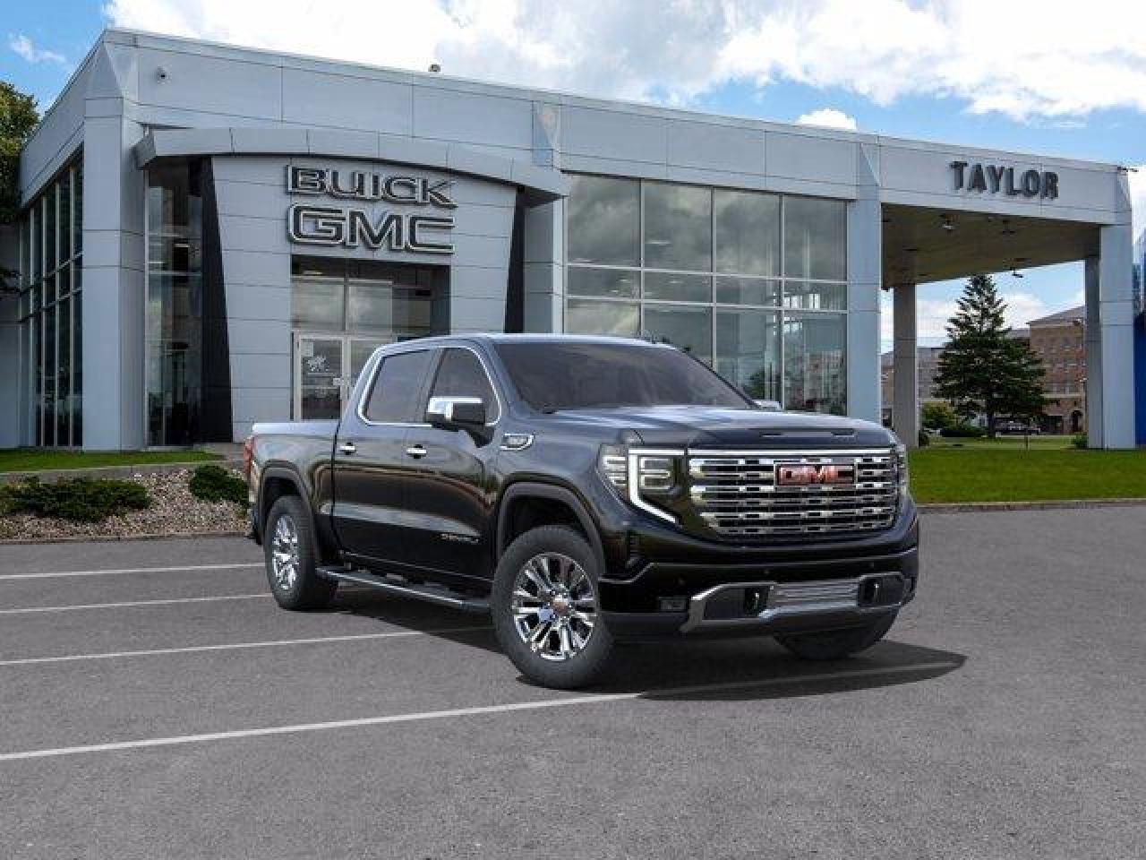 <b>Multipro Tailgate, Park Assist System!</b><br> <br>   This professional grade Sierra 1500 has the proven GMC power you expect from your truck, ensuring that every haul, every trailering experience, and every family trip is handled like a pro. <br> <br>This redesigned GMC Sierra 1500 stands out against all other pickup trucks, with sharper, more powerful proportions that creates a commanding stance on and off the road. Next level comfort and technology is paired with its outstanding performance and capability. Inside, the Sierra 1500 supports you through rough terrain with expertly designed seats and a pro grade suspension. Inside, youll find an athletic and purposeful interior, designed for your active lifestyle. Get ready to live like a pro in this amazing GMC Sierra 1500! <br> <br> This onyx black Crew Cab 4X4 pickup   has an automatic transmission and is powered by a  355HP 5.3L 8 Cylinder Engine.<br> <br> Our Sierra 1500s trim level is Denali. This premium GMC Sierra 1500 Denali comes fully loaded with perforated leather seats and authentic open-pore wood trim, exclusive exterior styling, unique aluminum wheels, plus a massive 13.4 inch touchscreen display that features wireless Apple CarPlay and Android Auto, a premium 7-speaker Bose audio system, SiriusXM, and a 4G LTE hotspot. Additionally, this stunning pickup truck also features heated and cooled front seats and heated second row seats, a spray-in bedliner, a six-function MultiPro locking tailgate, wireless device charging, IntelliBeam LED headlights, remote engine start, forward collision warning and lane keep assist, a trailer-tow package with hitch guidance, LED cargo area lighting, ultrasonic parking sensors, an HD surround vision camera plus so much more! This vehicle has been upgraded with the following features: Multipro Tailgate, Park Assist System. <br><br> <br>To apply right now for financing use this link : <a href=https://www.taylorautomall.com/finance/apply-for-financing/ target=_blank>https://www.taylorautomall.com/finance/apply-for-financing/</a><br><br> <br/>    2.99% financing for 84 months. <br> Buy this vehicle now for the lowest bi-weekly payment of <b>$548.66</b> with $0 down for 84 months @ 2.99% APR O.A.C. ( Plus applicable taxes -  Plus applicable fees   / Total Obligation of $99856  ).  Incentives expire 2024-01-02.  See dealer for details. <br> <br> <br>LEASING:<br><br>Estimated Lease Payment: $547 bi-weekly <br>Payment based on 6.9% lease financing for 48 months with $0 down payment on approved credit. Total obligation $56,990. Mileage allowance of 16,000 KM/year. Offer expires 2024-01-02.<br><br><br><br> Come by and check out our fleet of 80+ used cars and trucks and 120+ new cars and trucks for sale in Kingston.  o~o
