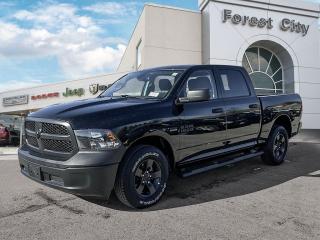 <b>Heavy Duty Suspension,  Tow Package,  Power Mirrors,  Rear Camera!</b><br> <br>   This Ram 1500 Classic is a top contender in the full-size pickup segment thanks to a winning combination of a strong powertrain, a smooth ride and a well-trimmed cabin. <br> <br>The reasons why this Ram 1500 Classic stands above its well-respected competition are evident: uncompromising capability, proven commitment to safety and security, and state-of-the-art technology. From its muscular exterior to the well-trimmed interior, this 2023 Ram 1500 Classic is more than just a workhorse. Get the job done in comfort and style while getting a great value with this amazing full-size truck. <br> <br> This diamond black Crew Cab 4X4 pickup   has an automatic transmission and is powered by a  5.7L V8 16V MPFI OHV engine.<br> <br> Our 1500 Classics trim level is Tradesman. This Ram 1500 Tradesman is ready for whatever you throw at it, with a great selection of standard features such as class II towing equipment including a hitch, wiring harness and trailer sway control, heavy-duty suspension, cargo box lighting, and a locking tailgate. Additional features include heated and power adjustable side mirrors, UCconnect 3, cruise control, air conditioning, vinyl floor lining, and a rearview camera. This vehicle has been upgraded with the following features: Heavy Duty Suspension,  Tow Package,  Power Mirrors,  Rear Camera. <br><br> View the original window sticker for this vehicle with this url <b><a href=http://www.chrysler.com/hostd/windowsticker/getWindowStickerPdf.do?vin=1C6RR7KT3PS542437 target=_blank>http://www.chrysler.com/hostd/windowsticker/getWindowStickerPdf.do?vin=1C6RR7KT3PS542437</a></b>.<br> <br>To apply right now for financing use this link : <a href=https://www.forestcitydodge.ca/finance-center/ target=_blank>https://www.forestcitydodge.ca/finance-center/</a><br><br> <br/> Weve discounted this vehicle $970. 6.99% financing for 96 months.  Incentives expire 2023-10-02.  See dealer for details. <br> <br><br> Forest City Dodge proudly serves clients in London ON, St. Thomas ON, Woodstock ON, Tilsonburg ON, Strathroy ON, and the surrounding areas. Formerly known as Southwest Chrysler, Forest City Dodge has become a local automotive leader that takes pride in providing a transparent car buying experience and exceptional customer service throughout the dealership. </br>

<br> If you are looking to finance a vehicle, our finance department are seasoned professionals in ensuring that you get financing options that fits your budget and lifestyle. Regardless of your credit situation, our finance team will work hard to get you approved for a vehicle youre comfortable with in no time. We also offer a dedicated service department thats always ready to attend your needs. Our factory trained technicians will help keep your vehicle in the best shape possible so that your vehicle gets the most out of its lifespan. </br>

<br> We have a strong and committed team with many years of experience satisfying our customers needs. Feel free to browse our inventory online, request more information about our vehicles, or inquire about financing. Visit us today at or contact us now with any questions or concerns! </br>
<br> Come by and check out our fleet of 80+ used cars and trucks and 200+ new cars and trucks for sale in London.  o~o