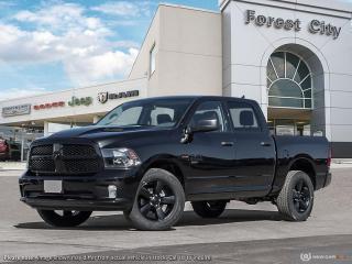 <b>Aluminum Wheels,  Heavy Duty Suspension,  Tow Package,  Power Mirrors,  Rear Camera!</b><br> <br>   Reliable, dependable, and innovative, this Ram 1500 Classic proves that it has what it takes to get the job done right. <br> <br>The reasons why this Ram 1500 Classic stands above its well-respected competition are evident: uncompromising capability, proven commitment to safety and security, and state-of-the-art technology. From its muscular exterior to the well-trimmed interior, this 2023 Ram 1500 Classic is more than just a workhorse. Get the job done in comfort and style while getting a great value with this amazing full-size truck. <br> <br> This diamond black Crew Cab 4X4 pickup   has an automatic transmission and is powered by a  3.6L V6 24V MPFI DOHC engine.<br> <br> Our 1500 Classics trim level is Express. This Ram 1500 Express features upgraded aluminum wheels, front fog lamps and USB connectivity, along with a great selection of standard features such as class II towing equipment including a hitch, wiring harness and trailer sway control, heavy-duty suspension, cargo box lighting, and a locking tailgate. Additional features include heated and power adjustable side mirrors, UCconnect 3, cruise control, air conditioning, vinyl floor lining, and a rearview camera. This vehicle has been upgraded with the following features: Aluminum Wheels,  Heavy Duty Suspension,  Tow Package,  Power Mirrors,  Rear Camera. <br><br> View the original window sticker for this vehicle with this url <b><a href=http://www.chrysler.com/hostd/windowsticker/getWindowStickerPdf.do?vin=3C6RR7KG9PG577333 target=_blank>http://www.chrysler.com/hostd/windowsticker/getWindowStickerPdf.do?vin=3C6RR7KG9PG577333</a></b>.<br> <br>To apply right now for financing use this link : <a href=https://www.forestcitydodge.ca/finance-center/ target=_blank>https://www.forestcitydodge.ca/finance-center/</a><br><br> <br/> Weve discounted this vehicle $970. 6.99% financing for 96 months.  Incentives expire 2023-10-02.  See dealer for details. <br> <br><br> Forest City Dodge proudly serves clients in London ON, St. Thomas ON, Woodstock ON, Tilsonburg ON, Strathroy ON, and the surrounding areas. Formerly known as Southwest Chrysler, Forest City Dodge has become a local automotive leader that takes pride in providing a transparent car buying experience and exceptional customer service throughout the dealership. </br>

<br> If you are looking to finance a vehicle, our finance department are seasoned professionals in ensuring that you get financing options that fits your budget and lifestyle. Regardless of your credit situation, our finance team will work hard to get you approved for a vehicle youre comfortable with in no time. We also offer a dedicated service department thats always ready to attend your needs. Our factory trained technicians will help keep your vehicle in the best shape possible so that your vehicle gets the most out of its lifespan. </br>

<br> We have a strong and committed team with many years of experience satisfying our customers needs. Feel free to browse our inventory online, request more information about our vehicles, or inquire about financing. Visit us today at or contact us now with any questions or concerns! </br>
<br> Come by and check out our fleet of 80+ used cars and trucks and 200+ new cars and trucks for sale in London.  o~o