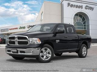 <b>Aluminum Wheels,  Heavy Duty Suspension,  Tow Package,  Power Mirrors,  Rear Camera!</b><br> <br>   This 2023 Ram 1500 Classic is the truck to have, thanks to its incredible powertrain and a well-appointed interior. <br> <br>The reasons why this Ram 1500 Classic stands above its well-respected competition are evident: uncompromising capability, proven commitment to safety and security, and state-of-the-art technology. From its muscular exterior to the well-trimmed interior, this 2023 Ram 1500 Classic is more than just a workhorse. Get the job done in comfort and style while getting a great value with this amazing full-size truck. <br> <br> This diamond black Crew Cab 4X4 pickup   has an automatic transmission and is powered by a  3.6L V6 24V MPFI DOHC engine.<br> <br> Our 1500 Classics trim level is Tradesman. This Ram 1500 Tradesman is ready for whatever you throw at it, with a great selection of standard features such as class II towing equipment including a hitch, wiring harness and trailer sway control, heavy-duty suspension, cargo box lighting, and a locking tailgate. Additional features include heated and power adjustable side mirrors, UCconnect 3, cruise control, air conditioning, vinyl floor lining, and a rearview camera. This vehicle has been upgraded with the following features: Aluminum Wheels,  Heavy Duty Suspension,  Tow Package,  Power Mirrors,  Rear Camera. <br><br> View the original window sticker for this vehicle with this url <b><a href=http://www.chrysler.com/hostd/windowsticker/getWindowStickerPdf.do?vin=3C6RR7KG5PG594923 target=_blank>http://www.chrysler.com/hostd/windowsticker/getWindowStickerPdf.do?vin=3C6RR7KG5PG594923</a></b>.<br> <br>To apply right now for financing use this link : <a href=https://www.forestcitydodge.ca/finance-center/ target=_blank>https://www.forestcitydodge.ca/finance-center/</a><br><br> <br/> Weve discounted this vehicle $970. 6.99% financing for 96 months.  Incentives expire 2023-10-02.  See dealer for details. <br> <br><br> Forest City Dodge proudly serves clients in London ON, St. Thomas ON, Woodstock ON, Tilsonburg ON, Strathroy ON, and the surrounding areas. Formerly known as Southwest Chrysler, Forest City Dodge has become a local automotive leader that takes pride in providing a transparent car buying experience and exceptional customer service throughout the dealership. </br>

<br> If you are looking to finance a vehicle, our finance department are seasoned professionals in ensuring that you get financing options that fits your budget and lifestyle. Regardless of your credit situation, our finance team will work hard to get you approved for a vehicle youre comfortable with in no time. We also offer a dedicated service department thats always ready to attend your needs. Our factory trained technicians will help keep your vehicle in the best shape possible so that your vehicle gets the most out of its lifespan. </br>

<br> We have a strong and committed team with many years of experience satisfying our customers needs. Feel free to browse our inventory online, request more information about our vehicles, or inquire about financing. Visit us today at or contact us now with any questions or concerns! </br>
<br> Come by and check out our fleet of 80+ used cars and trucks and 200+ new cars and trucks for sale in London.  o~o