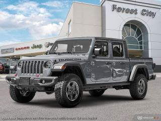 <b>Heavy Duty Suspension,  Sunroof,  Premium Audio,  Navigation,  Climate Control!</b><br> <br>   This Jeep Gladiator is ready to change the game of utility vehicles and pickup trucks. <br> <br>Built with unmistakable Jeep styling and off-road capability and the capability and hauling power of a pickup truck, you get the best of both worlds with this incredible machine. Thanks to its unmistakable style, rugged off-road technology, and an exhilarating open air truck experience, this unique Jeep Gladiator is ready to change the 4X4 game.<br> <br> This sting-grey Regular Cab 4X4 pickup   has an automatic transmission and is powered by a  3.6L V6 24V MPFI DOHC engine.<br> <br> Our Gladiators trim level is Rubicon. Sitting at the top of the Gladiator range, this Rubicon trim is fully loaded with FOX premium dampers, 7 skid plates, heavy-duty suspension, a manual Targa composite first-row sunroof, a 9-speaker Alpine premium audio setup, voice-activated navigation, dual-zone climate control, class III towing equipment with a trailer wiring harness and trailer sway control, a full-size spare with underbody storage, removable doors and windows, and a manual convertible top with fixed roll-over protection. This rugged truck also features great convenience features like proximity keyless entry with push button start, illuminated front and rear cupholders, two 12-volt DC and a 120-volt AC power outlets, and tons of storage space. Handling infotainment and connectivity duties is an 8.4-inch screen powered by Uconnect 4, and features Apple CarPlay, Android Auto, 4G LTE WiFi hotspot internet access, and streaming audio. This vehicle has been upgraded with the following features: Heavy Duty Suspension,  Sunroof,  Premium Audio,  Navigation,  Climate Control,  Apple Carplay,  Android Auto. <br><br> View the original window sticker for this vehicle with this url <b><a href=http://www.chrysler.com/hostd/windowsticker/getWindowStickerPdf.do?vin=1C6JJTBG8PL528253 target=_blank>http://www.chrysler.com/hostd/windowsticker/getWindowStickerPdf.do?vin=1C6JJTBG8PL528253</a></b>.<br> <br>To apply right now for financing use this link : <a href=https://www.forestcitydodge.ca/finance-center/ target=_blank>https://www.forestcitydodge.ca/finance-center/</a><br><br> <br/> Weve discounted this vehicle $1607. 6.99% financing for 96 months.  Incentives expire 2023-10-02.  See dealer for details. <br> <br><br> Forest City Dodge proudly serves clients in London ON, St. Thomas ON, Woodstock ON, Tilsonburg ON, Strathroy ON, and the surrounding areas. Formerly known as Southwest Chrysler, Forest City Dodge has become a local automotive leader that takes pride in providing a transparent car buying experience and exceptional customer service throughout the dealership. </br>

<br> If you are looking to finance a vehicle, our finance department are seasoned professionals in ensuring that you get financing options that fits your budget and lifestyle. Regardless of your credit situation, our finance team will work hard to get you approved for a vehicle youre comfortable with in no time. We also offer a dedicated service department thats always ready to attend your needs. Our factory trained technicians will help keep your vehicle in the best shape possible so that your vehicle gets the most out of its lifespan. </br>

<br> We have a strong and committed team with many years of experience satisfying our customers needs. Feel free to browse our inventory online, request more information about our vehicles, or inquire about financing. Visit us today at or contact us now with any questions or concerns! </br>
<br> Come by and check out our fleet of 80+ used cars and trucks and 200+ new cars and trucks for sale in London.  o~o