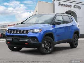 <b>Off-Road Package,  Power Liftgate,  Blind Spot Detection,  Leather Seats,  4G Wi-Fi!</b><br> <br>   This 2023 Jeep Compass features gorgeous styling and introduces new innovative ways to enhance your driving experience. <br> <br>Keeping with quintessential Jeep engineering, this 2023 Compass sports a striking exterior design, with an extremely refined interior, loaded with the latest and greatest safety, infotainment and convenience technology. This SUV also has the off-road prowess to booth, with rugged build quality and great reliability to ensure that you get to your destination and back, as many times as you want. <br> <br> This laser blue SUV  has an automatic transmission and is powered by a  2.0L I4 16V GDI DOHC Turbo engine.<br> <br> Our Compasss trim level is Trailhawk. This rugged Compass Trailhawk comes prepped with a comprehensive off-road package that includes beefy suspension, 4 skid plates for undercarriage protection and black aluminum wheels with a full-size under-cargo mounted spare, along with front fog lamps, LED headlights with automatic high beams and cornering function, roof rack rails, and front and rear bumper tow hooks. The standard features continue with heated and power-adjustable front seats with driver lumbar support, a heated steering wheel, cloth/leather seating upholstery, remote engine start, proximity keyless entry, dual-zone front automatic air conditioning, and a 10.1-inch infotainment screen with Apple CarPlay and Android Auto. Safety features also include blind spot detection, forward collision warning with active braking and rear cross-path detection, lane keeping assist with lane departure warning, rear parking sensors, and a rearview camera. This vehicle has been upgraded with the following features: Off-road Package,  Power Liftgate,  Blind Spot Detection,  Leather Seats,  4g Wi-fi,  Heated Steering Wheel,  Remote Start. <br><br> View the original window sticker for this vehicle with this url <b><a href=http://www.chrysler.com/hostd/windowsticker/getWindowStickerPdf.do?vin=3C4NJDDN0PT550148 target=_blank>http://www.chrysler.com/hostd/windowsticker/getWindowStickerPdf.do?vin=3C4NJDDN0PT550148</a></b>.<br> <br>To apply right now for financing use this link : <a href=https://www.forestcitydodge.ca/finance-center/ target=_blank>https://www.forestcitydodge.ca/finance-center/</a><br><br> <br/> Weve discounted this vehicle $707. 6.99% financing for 96 months.  Incentives expire 2023-10-02.  See dealer for details. <br> <br><br> Forest City Dodge proudly serves clients in London ON, St. Thomas ON, Woodstock ON, Tilsonburg ON, Strathroy ON, and the surrounding areas. Formerly known as Southwest Chrysler, Forest City Dodge has become a local automotive leader that takes pride in providing a transparent car buying experience and exceptional customer service throughout the dealership. </br>

<br> If you are looking to finance a vehicle, our finance department are seasoned professionals in ensuring that you get financing options that fits your budget and lifestyle. Regardless of your credit situation, our finance team will work hard to get you approved for a vehicle youre comfortable with in no time. We also offer a dedicated service department thats always ready to attend your needs. Our factory trained technicians will help keep your vehicle in the best shape possible so that your vehicle gets the most out of its lifespan. </br>

<br> We have a strong and committed team with many years of experience satisfying our customers needs. Feel free to browse our inventory online, request more information about our vehicles, or inquire about financing. Visit us today at or contact us now with any questions or concerns! </br>
<br> Come by and check out our fleet of 80+ used cars and trucks and 200+ new cars and trucks for sale in London.  o~o