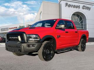 <b>Aluminum Wheels,  Proximity Key,  Heavy Duty Suspension,  Tow Package,  Power Mirrors!</b><br> <br>   This Ram 1500 Classic is a top contender in the full-size pickup segment thanks to a winning combination of a strong powertrain, a smooth ride and a well-trimmed cabin. <br> <br>The reasons why this Ram 1500 Classic stands above its well-respected competition are evident: uncompromising capability, proven commitment to safety and security, and state-of-the-art technology. From its muscular exterior to the well-trimmed interior, this 2023 Ram 1500 Classic is more than just a workhorse. Get the job done in comfort and style while getting a great value with this amazing full-size truck. <br> <br> This flame red Crew Cab 4X4 pickup   has an automatic transmission and is powered by a  3.6L V6 24V MPFI DOHC engine.<br> <br> Our 1500 Classics trim level is Warlock. This Ram 1500 Warlock comes with high gloss black aluminum wheels, active aero shutters, sound insulation, proximity keyless entry and USB connectivity, along with a great selection of standard features such as class II towing equipment including a hitch, wiring harness and trailer sway control, heavy-duty suspension, cargo box lighting, and a locking tailgate. Additional features include heated and power adjustable side mirrors, UCconnect 3, cruise control, air conditioning, vinyl floor lining, and a rearview camera. This vehicle has been upgraded with the following features: Aluminum Wheels,  Proximity Key,  Heavy Duty Suspension,  Tow Package,  Power Mirrors,  Rear Camera. <br><br> View the original window sticker for this vehicle with this url <b><a href=http://www.chrysler.com/hostd/windowsticker/getWindowStickerPdf.do?vin=1C6RR7LG9PS529127 target=_blank>http://www.chrysler.com/hostd/windowsticker/getWindowStickerPdf.do?vin=1C6RR7LG9PS529127</a></b>.<br> <br>To apply right now for financing use this link : <a href=https://www.forestcitydodge.ca/finance-center/ target=_blank>https://www.forestcitydodge.ca/finance-center/</a><br><br> <br/> Weve discounted this vehicle $970. 6.99% financing for 96 months.  Incentives expire 2023-10-02.  See dealer for details. <br> <br><br> Forest City Dodge proudly serves clients in London ON, St. Thomas ON, Woodstock ON, Tilsonburg ON, Strathroy ON, and the surrounding areas. Formerly known as Southwest Chrysler, Forest City Dodge has become a local automotive leader that takes pride in providing a transparent car buying experience and exceptional customer service throughout the dealership. </br>

<br> If you are looking to finance a vehicle, our finance department are seasoned professionals in ensuring that you get financing options that fits your budget and lifestyle. Regardless of your credit situation, our finance team will work hard to get you approved for a vehicle youre comfortable with in no time. We also offer a dedicated service department thats always ready to attend your needs. Our factory trained technicians will help keep your vehicle in the best shape possible so that your vehicle gets the most out of its lifespan. </br>

<br> We have a strong and committed team with many years of experience satisfying our customers needs. Feel free to browse our inventory online, request more information about our vehicles, or inquire about financing. Visit us today at or contact us now with any questions or concerns! </br>
<br> Come by and check out our fleet of 80+ used cars and trucks and 200+ new cars and trucks for sale in London.  o~o