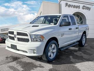 <b>Aluminum Wheels,  Heavy Duty Suspension,  Tow Package,  Power Mirrors,  Rear Camera!</b><br> <br>   Get the job done right with this rugged Ram 1500 Classic pickup. <br> <br>The reasons why this Ram 1500 Classic stands above its well-respected competition are evident: uncompromising capability, proven commitment to safety and security, and state-of-the-art technology. From its muscular exterior to the well-trimmed interior, this 2023 Ram 1500 Classic is more than just a workhorse. Get the job done in comfort and style while getting a great value with this amazing full-size truck. <br> <br> This bright white Quad Cab 4X4 pickup   has an automatic transmission and is powered by a  3.6L V6 24V MPFI DOHC engine.<br> <br> Our 1500 Classics trim level is Express. This Ram 1500 Express features upgraded aluminum wheels, front fog lamps and USB connectivity, along with a great selection of standard features such as class II towing equipment including a hitch, wiring harness and trailer sway control, heavy-duty suspension, cargo box lighting, and a locking tailgate. Additional features include heated and power adjustable side mirrors, UCconnect 3, cruise control, air conditioning, vinyl floor lining, and a rearview camera. This vehicle has been upgraded with the following features: Aluminum Wheels,  Heavy Duty Suspension,  Tow Package,  Power Mirrors,  Rear Camera. <br><br> View the original window sticker for this vehicle with this url <b><a href=http://www.chrysler.com/hostd/windowsticker/getWindowStickerPdf.do?vin=1C6RR7FG3PS556366 target=_blank>http://www.chrysler.com/hostd/windowsticker/getWindowStickerPdf.do?vin=1C6RR7FG3PS556366</a></b>.<br> <br>To apply right now for financing use this link : <a href=https://www.forestcitydodge.ca/finance-center/ target=_blank>https://www.forestcitydodge.ca/finance-center/</a><br><br> <br/> Weve discounted this vehicle $2507. 6.99% financing for 96 months.  Incentives expire 2023-10-02.  See dealer for details. <br> <br><br> Forest City Dodge proudly serves clients in London ON, St. Thomas ON, Woodstock ON, Tilsonburg ON, Strathroy ON, and the surrounding areas. Formerly known as Southwest Chrysler, Forest City Dodge has become a local automotive leader that takes pride in providing a transparent car buying experience and exceptional customer service throughout the dealership. </br>

<br> If you are looking to finance a vehicle, our finance department are seasoned professionals in ensuring that you get financing options that fits your budget and lifestyle. Regardless of your credit situation, our finance team will work hard to get you approved for a vehicle youre comfortable with in no time. We also offer a dedicated service department thats always ready to attend your needs. Our factory trained technicians will help keep your vehicle in the best shape possible so that your vehicle gets the most out of its lifespan. </br>

<br> We have a strong and committed team with many years of experience satisfying our customers needs. Feel free to browse our inventory online, request more information about our vehicles, or inquire about financing. Visit us today at or contact us now with any questions or concerns! </br>
<br> Come by and check out our fleet of 80+ used cars and trucks and 200+ new cars and trucks for sale in London.  o~o