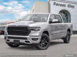 <b>Navigation,  Heated Seats,  4G Wi-Fi,  Heated Steering Wheel,  Forward Collision Alert!</b><br> <br>   Make light work of tough jobs in this 2023 Ram 1500, with exceptional towing, torque and payload capability. <br> <br>The Ram 1500s unmatched luxury transcends traditional pickups without compromising its capability. Loaded with best-in-class features, its easy to see why the Ram 1500 is so popular. With the most towing and hauling capability in a Ram 1500, as well as improved efficiency and exceptional capability, this truck has the grit to take on any task.<br> <br> This silver Crew Cab 4X4 pickup   has an automatic transmission and is powered by a  5.7L V8 16V MPFI OHV engine.<br> <br> Our 1500s trim level is Sport. This RAM 1500 Sport throws in some great comforts such as power-adjustable heated front seats with lumbar support, dual-zone climate control, power-adjustable pedals, deluxe sound insulation, and a heated leather-wrapped steering wheel. Connectivity is handled by an upgraded 12-inch display powered by Uconnect 5W with inbuilt navigation, mobile internet hotspot access, smart device integration, and a 10-speaker audio setup. Additional features include power folding exterior mirrors, a power rear window with defrosting, a trailer wiring harness, heavy-duty suspension, cargo box lighting, and a locking tailgate. This vehicle has been upgraded with the following features: Navigation,  Heated Seats,  4g Wi-fi,  Heated Steering Wheel,  Forward Collision Alert,  Climate Control,  Aluminum Wheels. <br><br> View the original window sticker for this vehicle with this url <b><a href=http://www.chrysler.com/hostd/windowsticker/getWindowStickerPdf.do?vin=1C6SRFVT4PN611027 target=_blank>http://www.chrysler.com/hostd/windowsticker/getWindowStickerPdf.do?vin=1C6SRFVT4PN611027</a></b>.<br> <br>To apply right now for financing use this link : <a href=https://www.forestcitydodge.ca/finance-center/ target=_blank>https://www.forestcitydodge.ca/finance-center/</a><br><br> <br/> 6.99% financing for 96 months.  Incentives expire 2023-10-02.  See dealer for details. <br> <br><br> Forest City Dodge proudly serves clients in London ON, St. Thomas ON, Woodstock ON, Tilsonburg ON, Strathroy ON, and the surrounding areas. Formerly known as Southwest Chrysler, Forest City Dodge has become a local automotive leader that takes pride in providing a transparent car buying experience and exceptional customer service throughout the dealership. </br>

<br> If you are looking to finance a vehicle, our finance department are seasoned professionals in ensuring that you get financing options that fits your budget and lifestyle. Regardless of your credit situation, our finance team will work hard to get you approved for a vehicle youre comfortable with in no time. We also offer a dedicated service department thats always ready to attend your needs. Our factory trained technicians will help keep your vehicle in the best shape possible so that your vehicle gets the most out of its lifespan. </br>

<br> We have a strong and committed team with many years of experience satisfying our customers needs. Feel free to browse our inventory online, request more information about our vehicles, or inquire about financing. Visit us today at or contact us now with any questions or concerns! </br>
<br> Come by and check out our fleet of 80+ used cars and trucks and 200+ new cars and trucks for sale in London.  o~o