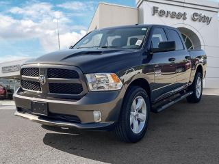 <b>Aluminum Wheels,  Heavy Duty Suspension,  Tow Package,  Power Mirrors,  Rear Camera!</b><br> <br>   This Ram 1500 Classic is a top contender in the full-size pickup segment thanks to a winning combination of a strong powertrain, a smooth ride and a well-trimmed cabin. <br> <br>The reasons why this Ram 1500 Classic stands above its well-respected competition are evident: uncompromising capability, proven commitment to safety and security, and state-of-the-art technology. From its muscular exterior to the well-trimmed interior, this 2023 Ram 1500 Classic is more than just a workhorse. Get the job done in comfort and style while getting a great value with this amazing full-size truck. <br> <br> This granite Crew Cab 4X4 pickup   has an automatic transmission and is powered by a  3.6L V6 24V MPFI DOHC engine.<br> <br> Our 1500 Classics trim level is Express. This Ram 1500 Express features upgraded aluminum wheels, front fog lamps and USB connectivity, along with a great selection of standard features such as class II towing equipment including a hitch, wiring harness and trailer sway control, heavy-duty suspension, cargo box lighting, and a locking tailgate. Additional features include heated and power adjustable side mirrors, UCconnect 3, cruise control, air conditioning, vinyl floor lining, and a rearview camera. This vehicle has been upgraded with the following features: Aluminum Wheels,  Heavy Duty Suspension,  Tow Package,  Power Mirrors,  Rear Camera. <br><br> View the original window sticker for this vehicle with this url <b><a href=http://www.chrysler.com/hostd/windowsticker/getWindowStickerPdf.do?vin=3C6RR7KG6PG640971 target=_blank>http://www.chrysler.com/hostd/windowsticker/getWindowStickerPdf.do?vin=3C6RR7KG6PG640971</a></b>.<br> <br>To apply right now for financing use this link : <a href=https://www.forestcitydodge.ca/finance-center/ target=_blank>https://www.forestcitydodge.ca/finance-center/</a><br><br> <br/> Weve discounted this vehicle $970. 6.99% financing for 96 months.  Incentives expire 2023-10-02.  See dealer for details. <br> <br><br> Forest City Dodge proudly serves clients in London ON, St. Thomas ON, Woodstock ON, Tilsonburg ON, Strathroy ON, and the surrounding areas. Formerly known as Southwest Chrysler, Forest City Dodge has become a local automotive leader that takes pride in providing a transparent car buying experience and exceptional customer service throughout the dealership. </br>

<br> If you are looking to finance a vehicle, our finance department are seasoned professionals in ensuring that you get financing options that fits your budget and lifestyle. Regardless of your credit situation, our finance team will work hard to get you approved for a vehicle youre comfortable with in no time. We also offer a dedicated service department thats always ready to attend your needs. Our factory trained technicians will help keep your vehicle in the best shape possible so that your vehicle gets the most out of its lifespan. </br>

<br> We have a strong and committed team with many years of experience satisfying our customers needs. Feel free to browse our inventory online, request more information about our vehicles, or inquire about financing. Visit us today at or contact us now with any questions or concerns! </br>
<br> Come by and check out our fleet of 80+ used cars and trucks and 200+ new cars and trucks for sale in London.  o~o