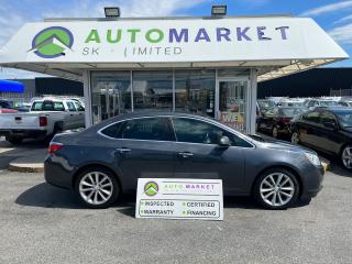 FULLY LOADED! ALL THE OPTIONS! <br /><br />CALL OR TEXT KARL @ 6-0-4-2-5-0-8-6-4-6 FOR INFO & TO CONFIRM WHICH LOCATION.<br /><br />VERY NICE BUICK VERANO LOADED UP WITH ALL THE OPTIONS YOU COULD WANT. THESE KINDS OF CARS ARE GETTING HARD TO FIND WITH THE CURRENT MARKET CHALLENGES. WE MANAGED TO FIND THIS ONE THAT WE ARE SURE YOU WILL BE VERY HAPPY WITH. <br /><br />2 LOCATIONS TO SERVE YOU, BE SURE TO CALL FIRST TO CONFIRM WHERE THE VEHICLE IS.<br /><br />We are a family owned and operated business since 1983 and we are committed to offering outstanding vehicles backed by exceptional customer service, now and in the future.<br />Whatever your specific needs may be, we will custom tailor your purchase exactly how you want or need it to be. All you have to do is give us a call and we will happily walk you through all the steps with no stress and no pressure.<br /><br />                                            WE ARE THE HOUSE OF YES!<br /><br />ADDITIONAL BENEFITS WHEN BUYING FROM SK AUTOMARKET:<br /><br />-ON SITE FINANCING THROUGH OUR 17 AFFILIATED BANKS AND VEHICLE                                                                                                                      FINANCE COMPANIES.<br />-IN HOUSE LEASE TO OWN PROGRAM.<br />-EVERY VEHICLE HAS UNDERGONE A 120 POINT COMPREHENSIVE INSPECTION.<br />-EVERY PURCHASE INCLUDES A FREE POWERTRAIN WARRANTY.<br />-EVERY VEHICLE INCLUDES A COMPLIMENTARY BCAA MEMBERSHIP FOR YOUR SECURITY.<br />-EVERY VEHICLE INCLUDES A CARFAX AND ICBC DAMAGE REPORT.<br />-EVERY VEHICLE IS GUARANTEED LIEN FREE.<br />-DISCOUNTED RATES ON PARTS AND SERVICE FOR YOUR NEW CAR AND ANY OTHER   FAMILY CARS THAT NEED WORK NOW AND IN THE FUTURE.<br />-40 YEARS IN THE VEHICLE SALES INDUSTRY.<br />-A+++ MEMBER OF THE BETTER BUSINESS BUREAU.<br />-RATED TOP DEALER BY CARGURUS 2 YEARS IN A ROW<br />-MEMBER IN GOOD STANDING WITH THE VEHICLE SALES AUTHORITY OF BRITISH   COLUMBIA.<br />-MEMBER OF THE AUTOMOTIVE RETAILERS ASSOCIATION.<br />-COMMITTED CONTRIBUTOR TO OUR LOCAL COMMUNITY AND THE RESIDENTS OF BC.<br /> $495 Documentation fee and applicable taxes are in addition to advertised prices.<br />LANGLEY LOCATION DEALER# 40038<br />S. SURREY LOCATION DEALER #9987<br />