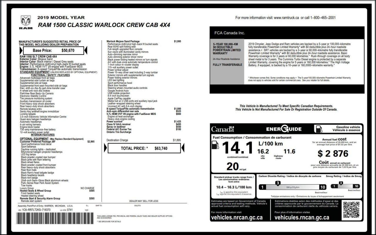 2019 RAM 1500 Classic Warlock Mojave Sand CREW 5.7L V8 4x4+CLEAN CARFAX Photo85