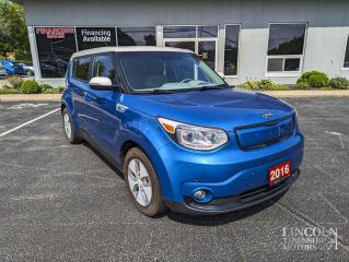 ONLY 91,246 km! Navigation, Bluetooth, Heated Seats, Backup Camera!

2016 Kia Soul EV in Caribbean Blue w/Clear White Roof

FWD, 1-Speed Automatic 4-Cylinder Electric ZEV 109hp

Features!
-	Navigation
-	Bluetooth
-	Heated Seats/Steering Wheel/Door Mirrors
-	Automatic Temperature Control 
-	Split folding rear seat
-	Remote Keyless Entry
-	Exterior Parking Camera Rear
-	Illuminated Entry
-	6 Speakers
-	8" LCD Screen
-	ABS Breaks

Whether you are looking for a great place to buy your next used vehicle, find a qualified repair centre, or looking for parts for your vehicle, Lincoln Township Motors has the answer for you. We are committed to the needs of our customers and stay ahead of the competition. Theres no way to buy the wrong vehicle from Lincoln Township Motors!

Book your test drive today! 

WE BUY CARS! Any make, model or condition, No purchase necessary.

Come Visit us Today!
4735 King St. Beamsville, L3J 1E9 
Call Us For All Your Automotive Needs!

*All Lincoln Township Motor vehicles have a CarFax report. Please contact for more information*
