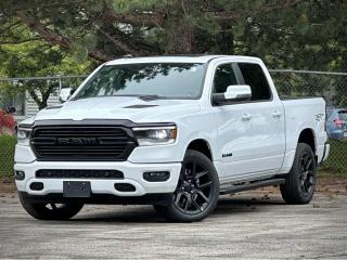 **NOTE: An additional charge of $998 and $799 will be applied for dealer-installed running boards and LineX bed liner.**  Our New 2024 RAM 1500 Sport Crew Cab 4X4 is bold, athletic, and built to perform in Diamond Black Crystal Pearl! Motivated by a 5.7 Litre HEMI V8 serving up 395hp matched to an 8 Speed Automatic transmission for premium pulling power. This Four Wheel Drive truck is a fierce performer with heavy-duty shocks to handle big jobs, and it scores nearly 10.5L/100km on the highway. Designed to dominate, our RAM 1500 has a bold design with LED lighting, fog lamps, 20-inch alloy wheels, running boards, heated power-folding mirrors, a sunroof, and a damped tailgate.  Once inside, our Sport cabin helps lift your spirits with comfortable heated cloth front seats, 12-way power for the driver, a heated leather steering wheel, air conditioning, power-adjustable pedals, keyless access, pushbutton ignition, remote start, cruise control, and the digital benefits of Uconnect 5 technology. Highlights include a 12-inch touchscreen, full-colour navigation, Android Auto, Apple CarPlay, Bluetooth, voice recognition, and a six-speaker sound system. Theres clever storage to help you stay organized, too!  RAM supports your safety with a backup camera, forward collision warning, automatic braking, electronic stability control, traction control, hill-start assist, tire-pressure monitoring, trailer-sway damping, advanced multistage airbags, and more. Youre ready to rock when youre driving our RAM 1500 Sport! Save this Page and Call for Availability. We Know You Will Enjoy Your Test Drive Towards Ownership!