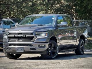 **Please note** An additional charge of $998 and $799 will be applied to this vehicle for Dealer-Installed Running Boards & LineX Bedliner.  Our New 2024 RAM 1500 Sport Crew Cab 4X4 is bold, athletic, and built to perform in Granite Crystal Metallic! Motivated by a 5.7 Litre HEMI V8 serving up 395hp matched to an 8 Speed Automatic transmission for premium pulling power. This Four Wheel Drive truck is a fierce performer with heavy-duty shocks to handle big jobs, and it scores nearly 10.5L/100km on the highway. Designed to dominate, our RAM 1500 has a bold design with LED lighting, fog lamps, 20-inch alloy wheels, heated power-folding mirrors, a sunroof, hitch receiver, and a damped tailgate.  Once inside, our Sport cabin helps lift your spirits with comfortable heated leather-faced front seats, 12-way power for the driver, a heated leather steering wheel, air conditioning, power-adjustable pedals, keyless access, pushbutton ignition, remote start, cruise control, and the digital benefits of Uconnect 5 technology. Highlights include a 12-inch touchscreen, full-colour navigation, Android Auto, Apple CarPlay, Bluetooth, voice recognition, and a six-speaker sound system. Theres clever storage to help you stay organized, too!  RAM supports your safety with a backup camera, forward collision warning, automatic braking, electronic stability control, traction control, hill-start assist, tire-pressure monitoring, trailer-sway damping, advanced multistage airbags, and more. Youre ready to rock when youre driving our RAM 1500 Sport! Save this Page and Call for Availability. We Know You Will Enjoy Your Test Drive Towards Ownership!