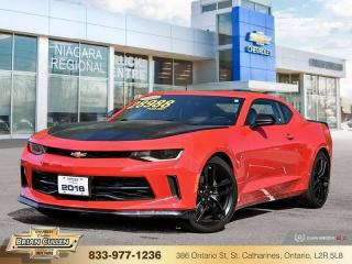 <b>Leather Seats!</b>

 

    With stunning looks, exciting performance and smart technology, this Camaro is the complete package. This  2018 Chevrolet Camaro is for sale today in St Catharines. 

 

Built around a smaller, lighter architecture than the previous generation, this 2018 Chevrolet Camaro takes full advantage of its tighter proportions with more responsive braking, better handling in the corners and more nimble driving performance. The smaller, more athletic sixth-generation Camaro also features a fastback profile with more pronounced quarter panels, creating a road presence thats hard to ignore. This  coupe has 80,276 kms. Its  red hot in colour  . It has a manual transmission and is powered by a  335HP 3.6L V6 Cylinder Engine.  It may have some remaining factory warranty, please check with dealer for details. 

 

 Our Camaros trim level is LS. This Camaro LS comes with stylish aluminum wheels, a 7 inch colour touchscreen display and Chevrolet MyLink, Bluetooth audio streaming, Apple Carplay and Android Auto. It also has SiriusXM radio, a rear vision camera to assist when backing out of a tight parking stall, power windows, power door locks with remote keyless entry, an 8-way power adjustable driver seat, cruise control plus much more! This vehicle has been upgraded with the following features: Leather Seats. 

 



 Buy this vehicle now for the lowest bi-weekly payment of <b>$221.79</b> with $0 down for 72 months @ 9.99% APR O.A.C. ( Plus applicable taxes -  Plus applicable fees   ).  See dealer for details. 

 



 Come by and check out our fleet of 60+ used cars and trucks and 140+ new cars and trucks for sale in St Catharines.  o~o
