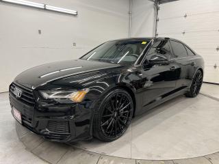 ONLY 24,400 KMS!! STUNNING S-LINE A6 TECHNIK W/ PREMIUM BANG & OLUFSEN AUDIO, 360 CAMERA W/ FRONT & REAR PARK SENSORS, SUNROOF, HEADS-UP DISPLAY, HEATED/COOLED LEATHER, AUDI PRE-SENSE AND SIDE ASSIST! 22-inch black alloys, paddle shifters, power rear sunshade, navigation, wireless Apple CarPlay/Android Auto, power seats w/ driver memory, quad-zone climate control, rear heated seats, rear sunshades, rain-sensing wipers, Audi drive select, heated steering wheel, dynamic Audi puddle lights, power adjustable steering column, power liftgate, auto headlights w/ auto highbeams, keyless entry w/ push start, garage door opener, cruise control w/ distance warning, integrated toll module, auto dimming rearview and Sirius XM!