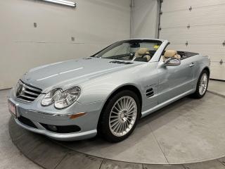 ONLY 45,000 KMS!! SL55 AMG W/ 493HP SUPERCHARGED V8!! POWER CONVERTIBLE TOP!! ABSOLUTELY LOADED W/ HEATED & COOLED MASSAGE SEATS, DISTRONIC ADAPTIVE CRUISE CONTROL, STAGGERED 18-IN AMG ALLOYS!! Bose audio, front & rear park sensors, drilled brake rotors, keyless go, active air suspension w/ sport mode, dual-zone climate control, full power group incl. power seats w/ driver memory, garage door opener, auto headlights, AM/FM/CD player and more!
