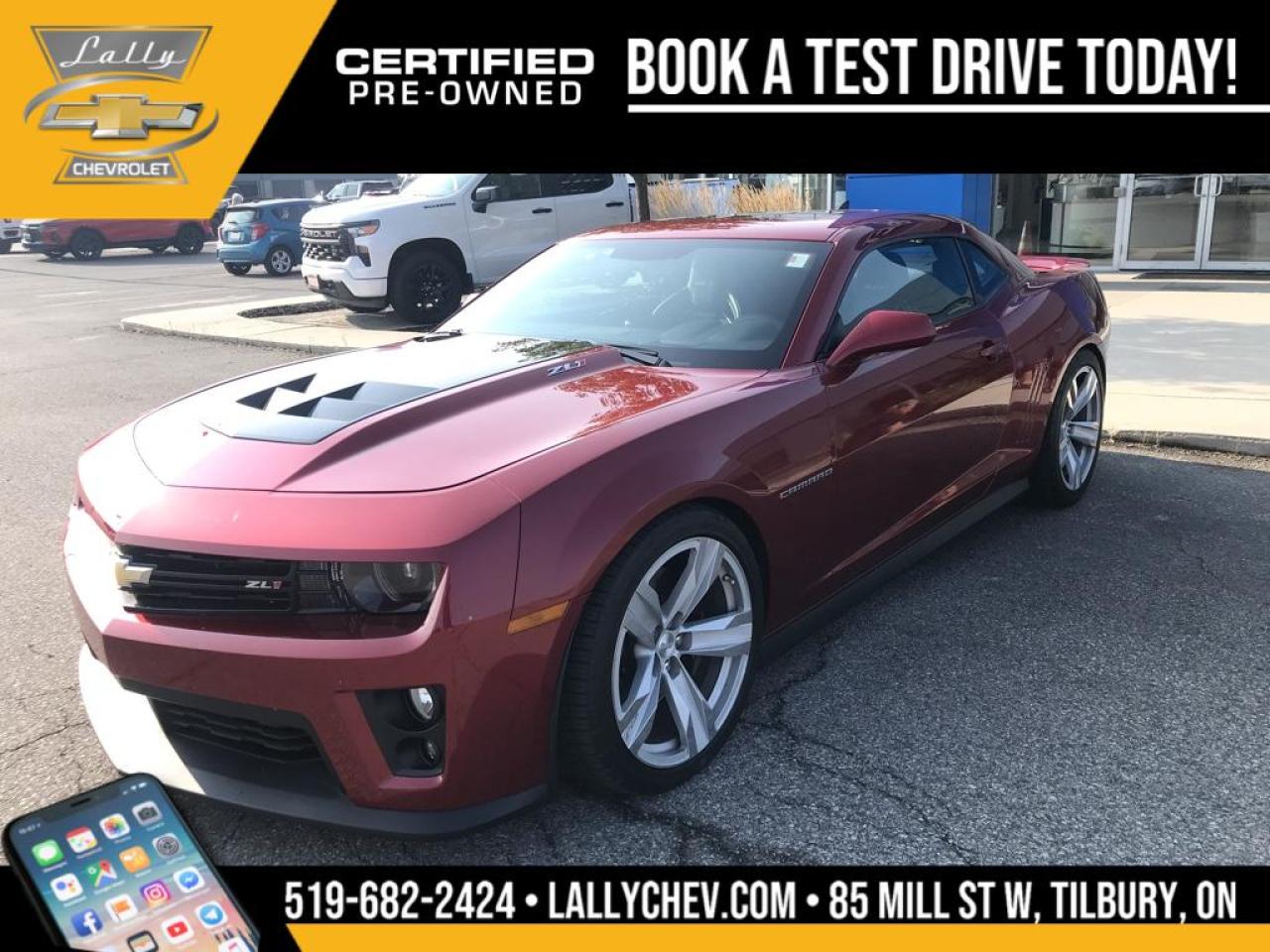 Used 2014 Chevrolet Camaro ZL1,  MANUAL , SUN ROOF, BEAUTIFUL !! for sale in Tilbury, ON