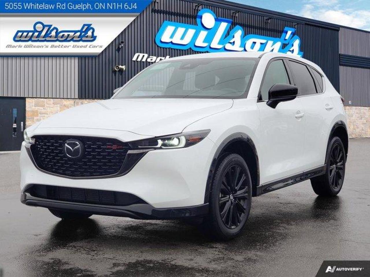 *This Mazda CX-5 Comes Equipped with These Options*Dealer Certified Pre-Owned. This Mazda CX-5 delivers a 2.5 L engine powering this Automatic transmission. Sunroof, Reverse Camera, Navigation System, Leather, Climate Control, Bose Speaker System, Air Conditioning, Air Conditioned Seats, Adaptive Cruise Control, 19 Alloy Wheels, Bluetooth, Heated Seats, Tilt Steering Wheel.*Stop By Today *Test drive this must-see, must-drive, must-own beauty today at Mark Wilsons Better Used Cars, 5055 Whitelaw Road, Guelph, ON N1H 6J4.650+ VEHICLES! ONE MASSIVE LOCATION!Free Contactless Local Delivery!HASSLE-FREE, NO-HAGGLE, LIVE MARKET PRICING!FINANCING! - Better than bank rates! 6 Months, No Payments available on approved credit OAC. Zero Down Available. We have expert credit specialists to secure the best possible rate for you! We are your financing broker, let us do all the leg work on your behalf! Click the RED Apply for Financing button to the right to get started or drop in today!BAD CREDIT APPROVED HERE! - You dont need perfect credit to get a vehicle loan at Mark Wilsons Better Used Cars! We have a dedicated team of credit rebuilding experts on hand to help you get the car of your dreams!WE LOVE TRADE-INS! - Hassle free top dollar trade-in values!HISTORY: Free Carfax report included.EXTENDED WARRANTY: Available30 DAY WARRANTY INCLUDED: 30 Days, or 3,000 km (mechanical items only). No Claim Limit (abuse not covered)5 Day Exchange Privilege! *(Some conditions apply)CASH PRICES SHOWN: Excluding HST and Licensing Fees.2019 - 2023 vehicles may be daily rentals. Please inquire with your Salesperson.