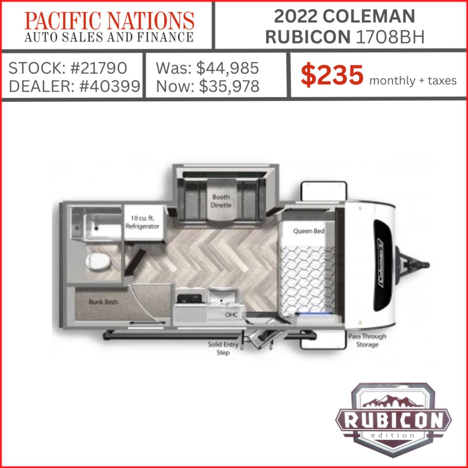 2022 Coleman Rubicon 1708BH 