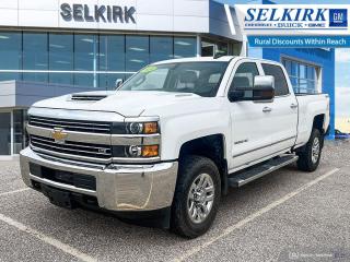 <b>Leather Seats,  Heated Seats,  Remote Start,  Aluminum Wheels,  Leather Steering Wheel!</b><br> <br>  Hot Deal! Weve marked this unit down $10491 from its regular price of $60490.   Get the power you need and the comfort you want in this Chevy Silverado 2500HD. This  2019 Chevrolet Silverado 2500HD is for sale today in Selkirk. <br> <br>Get the job done in comfort and style with this 2019 Chevrolet Silverado 2500HD. Chevy trucks have a track record of capability and dependability and thats no different in this heavy duty pickup. It can do the big jobs while displaying good road manners around town and on the open road. No matter where the job takes you, get it done with style and confidence in a 2019 Chevrolet Silverado 2500HDThis  sought after diesel Crew Cab 4X4 pickup  has 199,316 kms. Its  white in colour  . It has an automatic transmission and is powered by a  445HP 6.6L 8 Cylinder Engine.  <br> <br> Our Silverado 2500HDs trim level is LTZ. Stepping up to this Silverado 2500HD LTZ is an excellent decision as it comes with premium features like unique aluminum wheels, leather seats, a larger 8 inch touchscreen with Chevrolet MyLink, bluetooth streaming audio and voice-activated technology. Comfort and convenience is enhanced with a rear vision camera, remote vehicle start, a 60/40 split folding bench rear seat, an EZ lift and lower tailgate, steering wheel mounted audio controls, 4G LTE hotspot capability, teen driver technology, SiriusXM radio plus it also comes with power heated front seats and power folding exterior mirrors. This vehicle has been upgraded with the following features: Leather Seats,  Heated Seats,  Remote Start,  Aluminum Wheels,  Leather Steering Wheel,  Touch Screen,  Ez-lift Tailgate. <br> <br>To apply right now for financing use this link : <a href=https://www.selkirkchevrolet.com/pre-qualify-for-financing/ target=_blank>https://www.selkirkchevrolet.com/pre-qualify-for-financing/</a><br><br> <br/><br>Selkirk Chevrolet Buick GMC Ltd carries an impressive selection of new and pre-owned cars, crossovers and SUVs. No matter what vehicle you might have in mind, weve got the perfect fit for you. If youre looking to lease your next vehicle or finance it, we have competitive specials for you. We also have an extensive collection of quality pre-owned and certified vehicles at affordable prices. Winnipeg GMC, Chevrolet and Buick shoppers can visit us in Selkirk for all their automotive needs today! We are located at 1010 MANITOBA AVE SELKIRK, MB R1A 3T7 or via phone at 204-482-1010.<br> Come by and check out our fleet of 90+ used cars and trucks and 210+ new cars and trucks for sale in Selkirk.  o~o