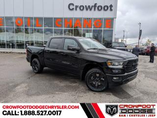 <b>Blind Spot Detection, Trailer Hitch!</b><br> <br> <br> <br>  Work, play, and adventure are what the 2023 Ram 1500 was designed to do. <br> <br>The Ram 1500s unmatched luxury transcends traditional pickups without compromising its capability. Loaded with best-in-class features, its easy to see why the Ram 1500 is so popular. With the most towing and hauling capability in a Ram 1500, as well as improved efficiency and exceptional capability, this truck has the grit to take on any task.<br> <br> This diamond black crystal pearlcoat Crew Cab 4X4 pickup   has an automatic transmission and is powered by a  395HP 5.7L 8 Cylinder Engine.<br> <br> Our 1500s trim level is Sport. This RAM 1500 Sport throws in some great comforts such as power-adjustable heated front seats with lumbar support, dual-zone climate control, power-adjustable pedals, deluxe sound insulation, and a heated leather-wrapped steering wheel. Connectivity is handled by an upgraded 12-inch display powered by Uconnect 5W with inbuilt navigation, mobile internet hotspot access, smart device integration, and a 10-speaker audio setup. Additional features include power folding exterior mirrors, a power rear window with defrosting, a trailer wiring harness, heavy-duty suspension, cargo box lighting, and a locking tailgate. This vehicle has been upgraded with the following features: Blind Spot Detection, Trailer Hitch. <br><br> <br>To apply right now for financing use this link : <a href=https://www.crowfootdodgechrysler.com/tools/autoverify/finance.htm target=_blank>https://www.crowfootdodgechrysler.com/tools/autoverify/finance.htm</a><br><br> <br/> Total  cash rebate of $7645 is reflected in the price. Credit includes up to 10% MSRP. <br> Buy this vehicle now for the lowest bi-weekly payment of <b>$409.08</b> with $0 down for 96 months @ 5.49% APR O.A.C. ( Plus GST  documentation fee    / Total Obligation of $85089  ).  Incentives expire 2024-02-29.  See dealer for details. <br> <br>We pride ourselves in consistently exceeding our customers expectations. Please dont hesitate to give us a call.<br> Come by and check out our fleet of 80+ used cars and trucks and 180+ new cars and trucks for sale in Calgary.  o~o