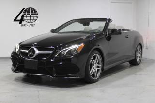 <p>Our E400 is a luxury Mercedes E-Class convertible LOADED with options powered by a 330 horsepower biturbo V6 engine! Optioned in metallic black over a grey leather interior, on 18” AMG wheels. Highly-equipped with features including Keyless Go, heated/cooled/multicontour front seats with Airscarf, Distronic, adaptive cruise control, a 360-degree/multiview camera system, a Harman/Kardon sound system, Bluetooth connectivity, and adjustable suspension/drive modes!</p>

<p>World Fine Cars Ltd. has been in business for over 40 years and maintains over 90 pre-owned vehicles in inventory at all times. Every certified retailed vehicle will have a 3 Month 3000 KM POWERTRAIN WARRANTY WITH SEALS AND GASKETS COVERAGE, with our compliments (conditions apply please contact for details). CarFax Reports are always available at no charge. We offer a full service center and we are able to service everything we sell. With a state of the art showroom including a comfortable customer lounge with WiFi access. We invite you to contact us today 1-888-334-2707 www.worldfinecars.com</p>