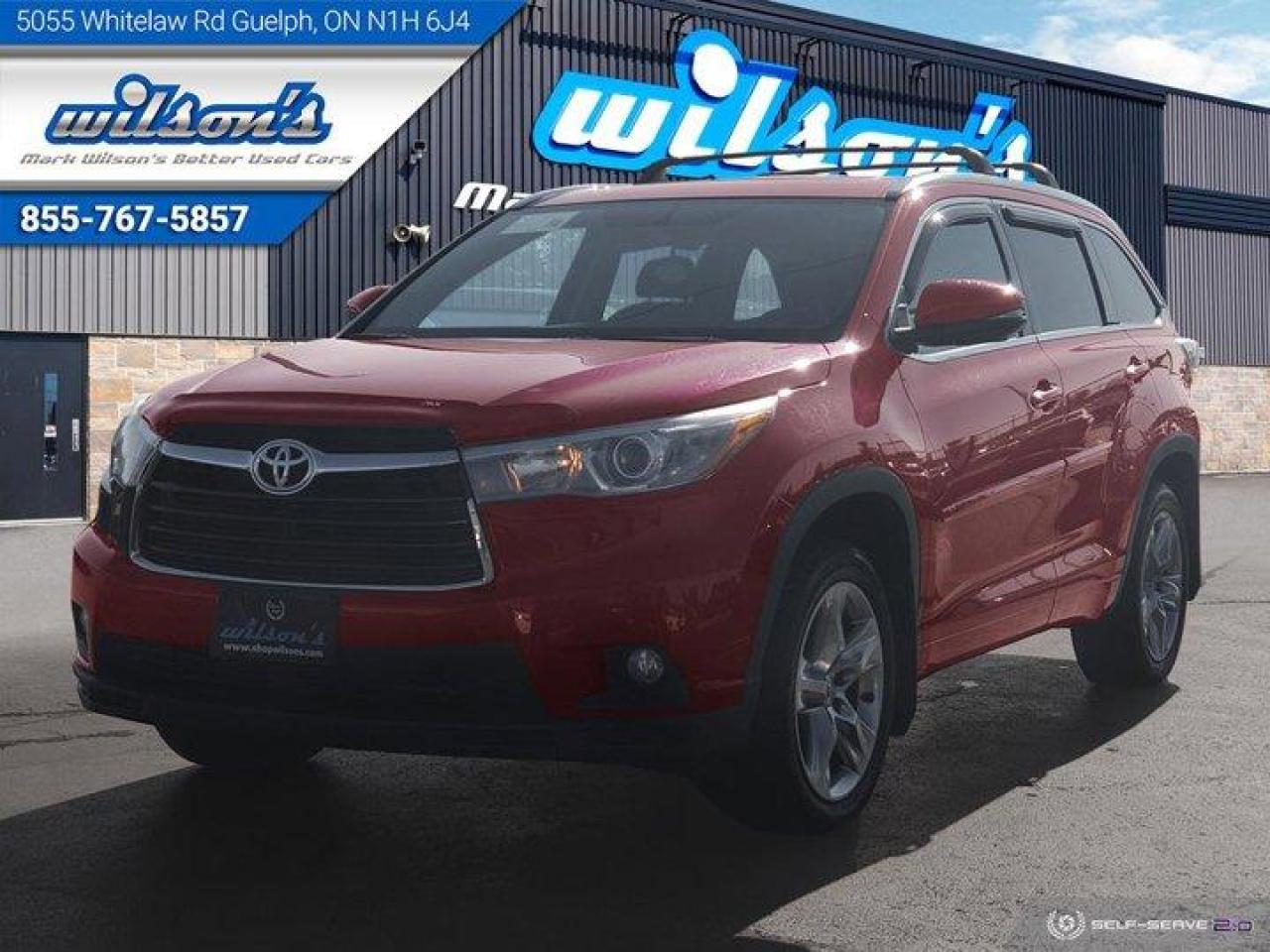 Used 2015 Toyota Highlander Limited AWD - Navigation, Leather, 2nd Row Captains Seats, Pano Sunroof, New Tires & Brakes ! for sale in Guelph, ON