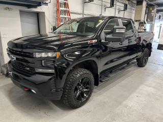 ONLY 19,000 KMS!! LT TRAIL BOSS W/ Z71 INCL. 18-IN BLACK ALLOYS, REMOTE START, TOW PACKAGE W/ INTEGRATED TRAILER BRAKE CONTROLLER, RUNNING BOARDS AND 6-FOOT 7-IN BOX W/ SPRAY-IN BEDLINER! Rear wheel-well liners, heated seats & steering wheel, Apple CarPlay/Android Auto, electronic transfer case, dual-zone climate control, power seat, auto start/stop, auto headlights, auto dimming rearview mirror, leather-wrapped steering wheel, keyless entry w/ push start, cruise control and Sirius XM!