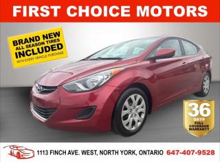 Welcome to First Choice Motors, the largest car dealership in Toronto of pre-owned cars, SUVs, and vans priced between $5000-$15,000. With an impressive inventory of over 300 vehicles in stock, we are dedicated to providing our customers with a vast selection of affordable and reliable options. <br><br>Were thrilled to offer a used 2012 Hyundai Elantra GL, burgundy color with 171,000km (STK#6447) This vehicle was $9990 NOW ON SALE FOR $8990. It is equipped with the following features:<br>- Automatic Transmission<br>- Heated seats<br>- Bluetooth<br>- Power windows<br>- Power locks<br>- Power mirrors<br>- Air Conditioning<br><br>At First Choice Motors, we believe in providing quality vehicles that our customers can depend on. All our vehicles come with a 36-day FULL COVERAGE warranty. We also offer additional warranty options up to 5 years for our customers who want extra peace of mind.<br><br>Furthermore, all our vehicles are sold fully certified with brand new brakes rotors and pads, a fresh oil change, and brand new set of all-season tires installed & balanced. You can be confident that this car is in excellent condition and ready to hit the road.<br><br>At First Choice Motors, we believe that everyone deserves a chance to own a reliable and affordable vehicle. Thats why we offer financing options with low interest rates starting at 7.9% O.A.C. Were proud to approve all customers, including those with bad credit, no credit, students, and even 9 socials. Our finance team is dedicated to finding the best financing option for you and making the car buying process as smooth and stress-free as possible.<br><br>Our dealership is open 7 days a week to provide you with the best customer service possible. We carry the largest selection of used vehicles for sale under $9990 in all of Ontario. We stock over 300 cars, mostly Hyundai, Chevrolet, Mazda, Honda, Volkswagen, Toyota, Ford, Dodge, Kia, Mitsubishi, Acura, Lexus, and more. With our ongoing sale, you can find your dream car at a price you can afford. Come visit us today and experience why we are the best choice for your next used car purchase!<br><br>All prices exclude a $10 OMVIC fee, license plates & registration  and ONTARIO HST (13%)